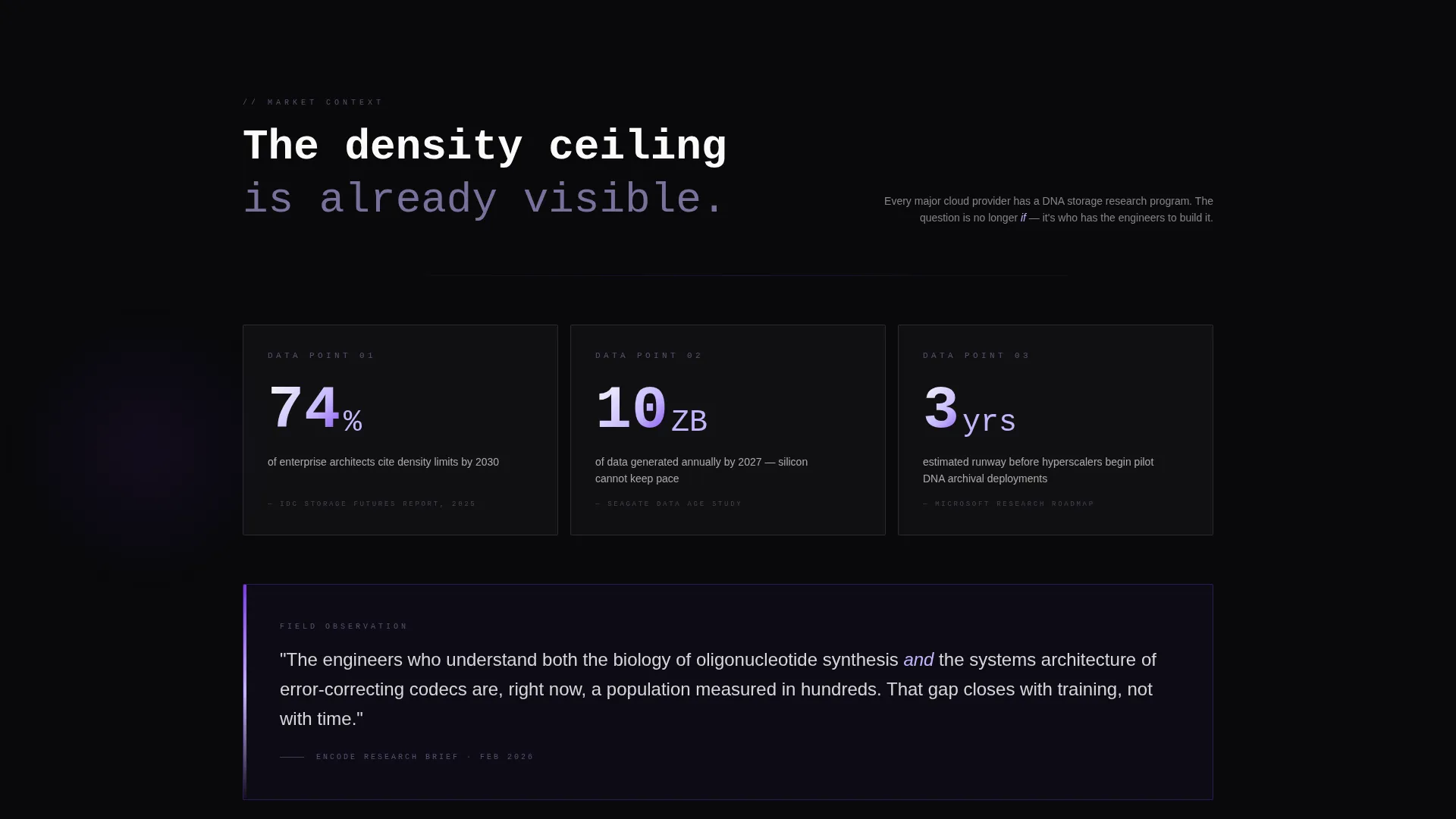 DNA Data Storage Certification Landing Page Template