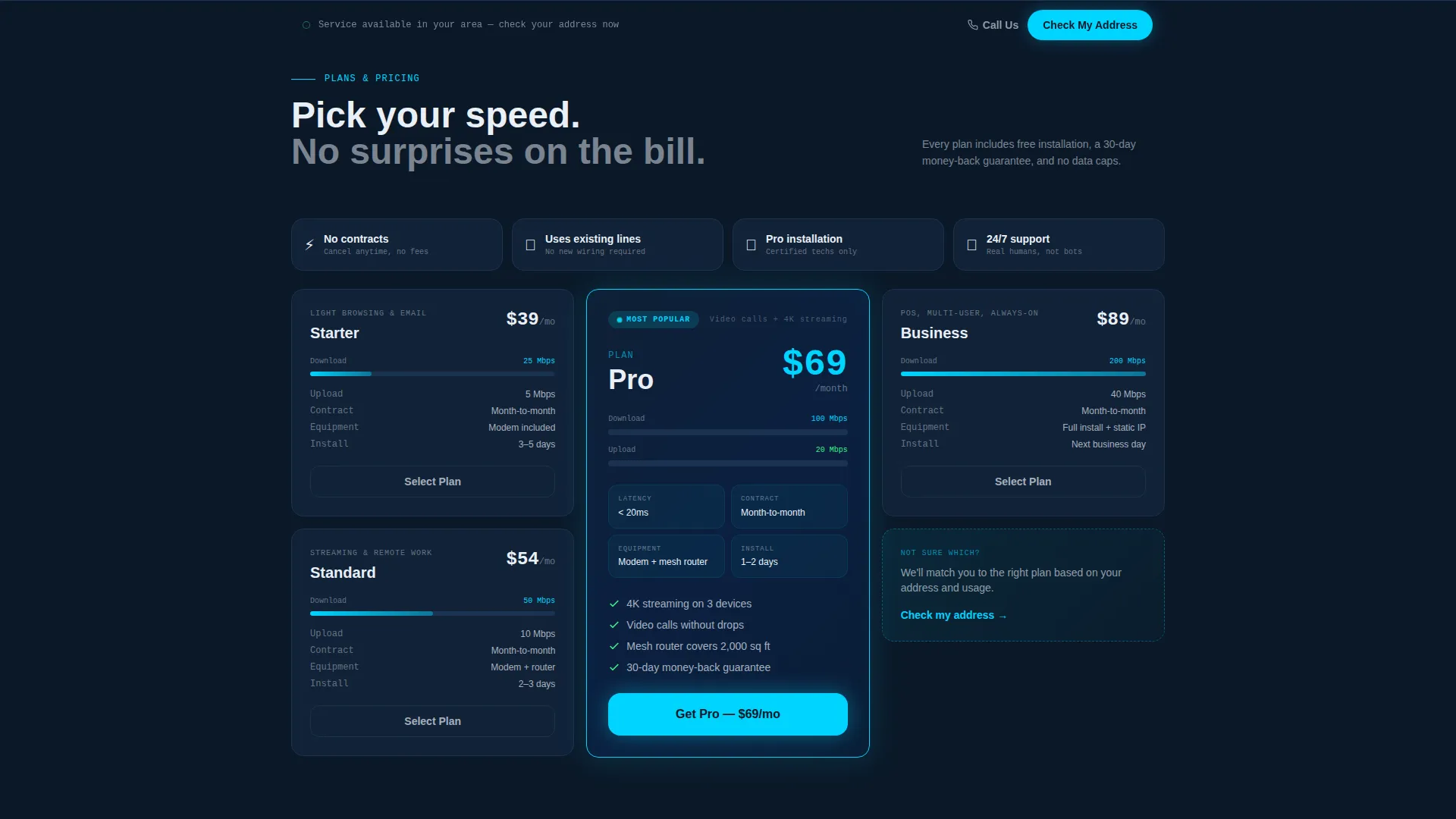 Specialist Internet Service Provider Pricing & Packages Website Template