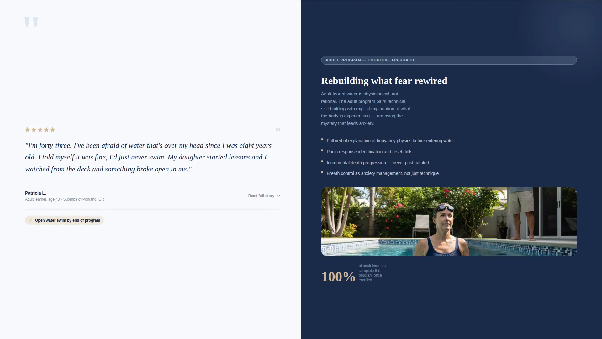 Swim Instructor Testimonial Landing Page Template