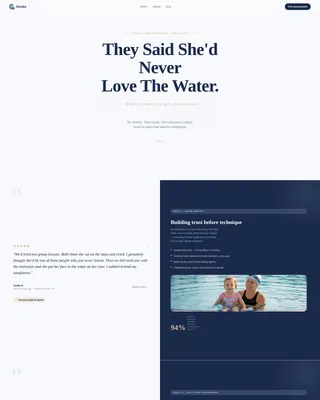 Swim Instructor Testimonial Landing Page Template