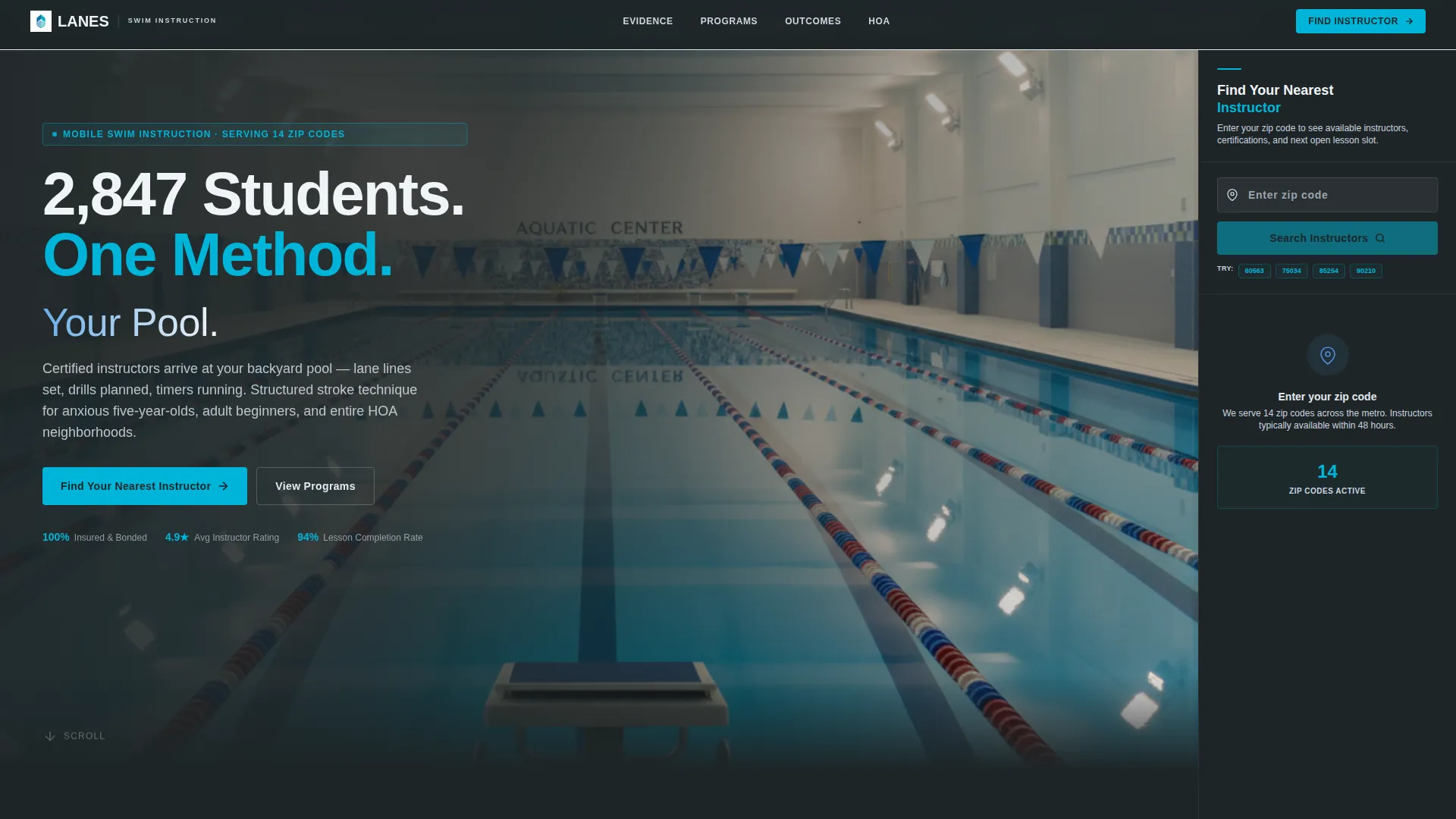 Certified Swim Instructor Landing Page Template