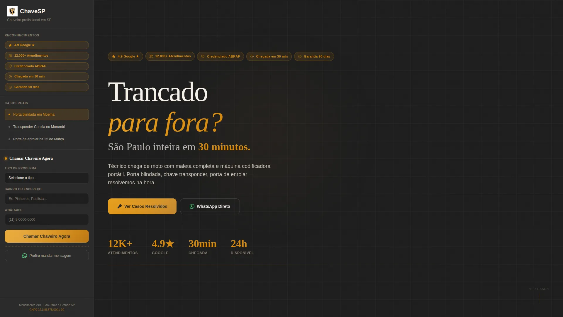 Landing Page Template for São Paulo Locksmith Services