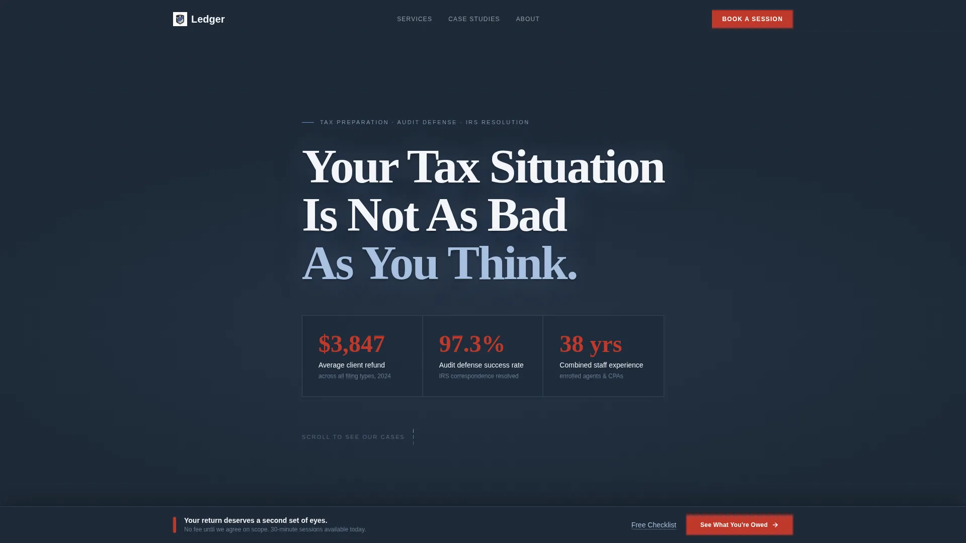 Tax Preparer Landing Page Template for Bookings