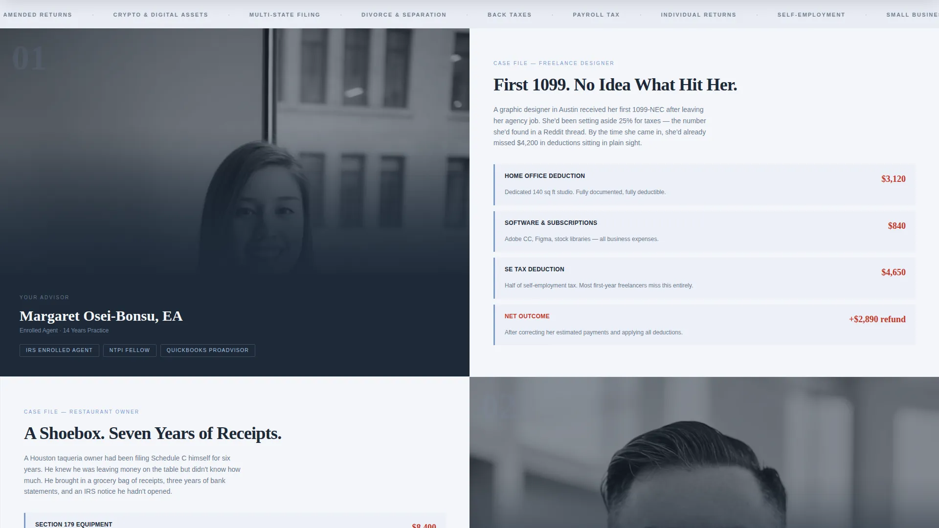 Tax Preparer Landing Page Template for Bookings