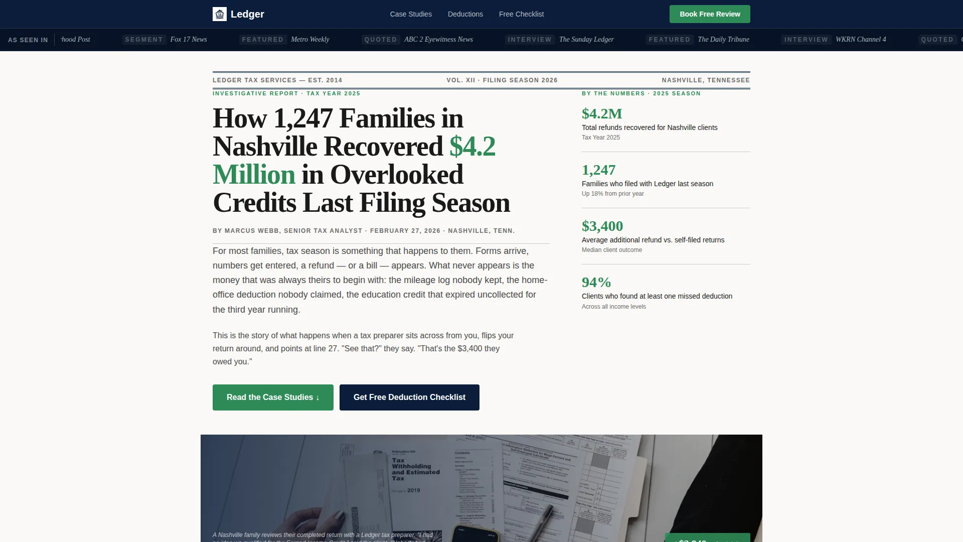 Tax Preparer Portfolio Website Template