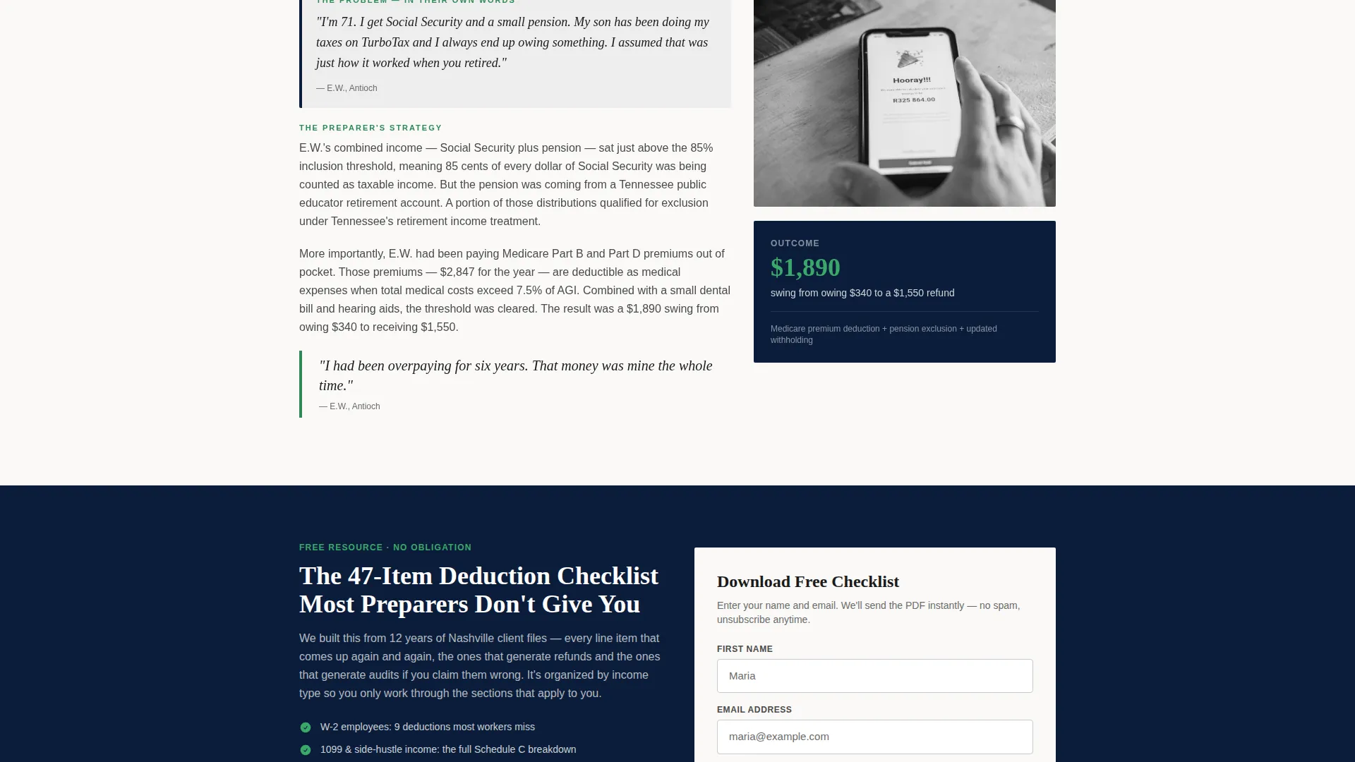 Tax Preparer Portfolio Website Template