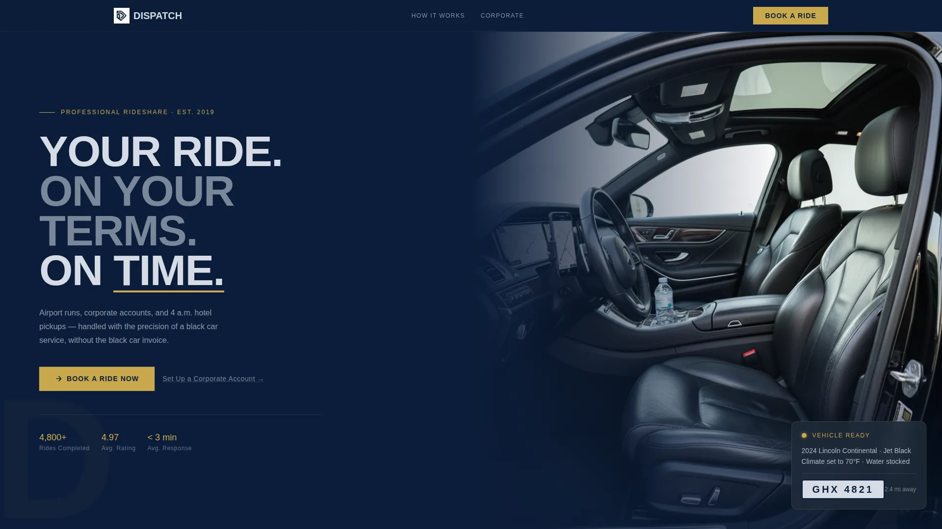 Professional Rideshare & Taxi Driver Landing Page