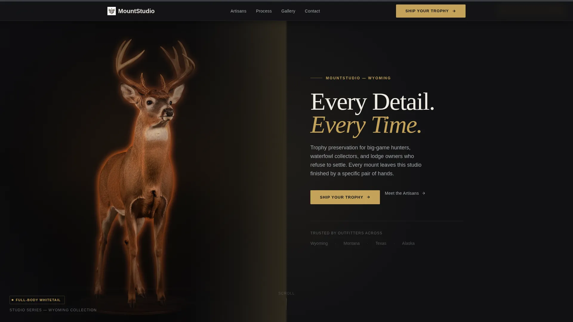 Taxidermist Landing Page Template for Lead Generation