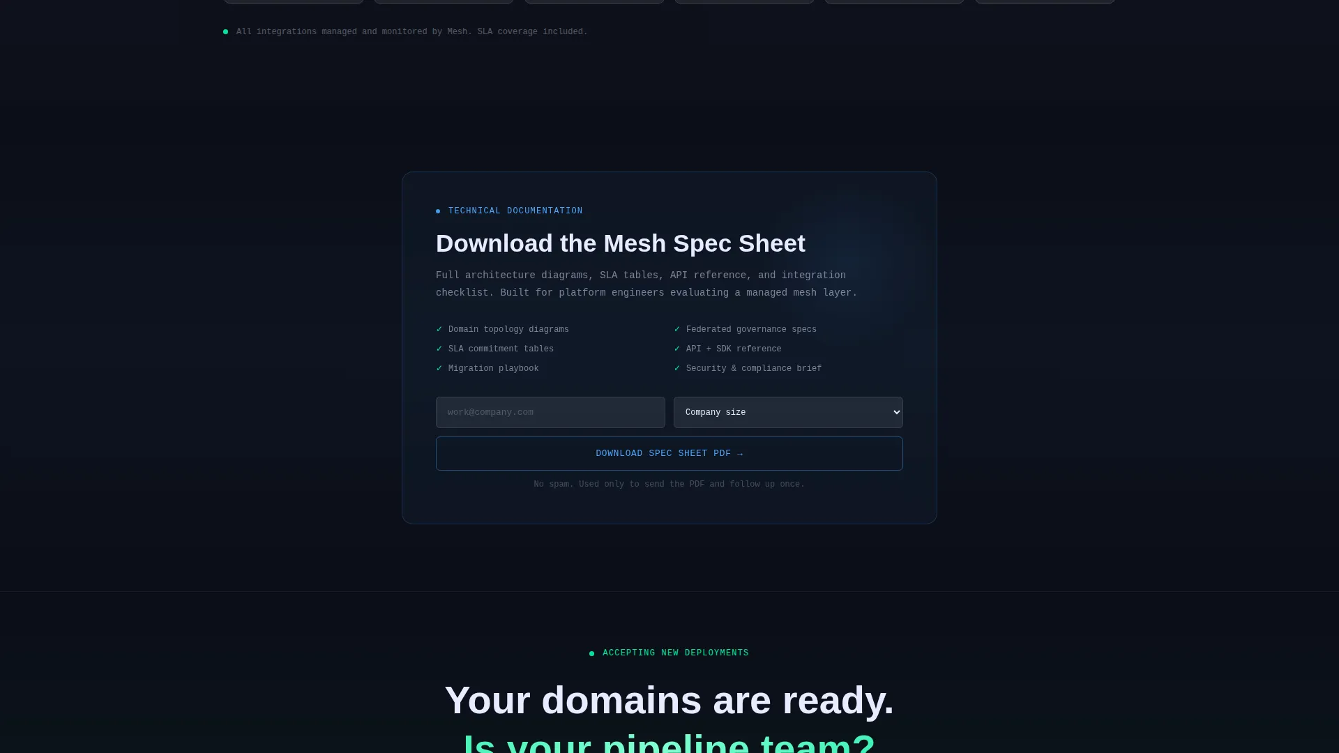 Specialist Data Mesh Technology Cost Estimator Website Template