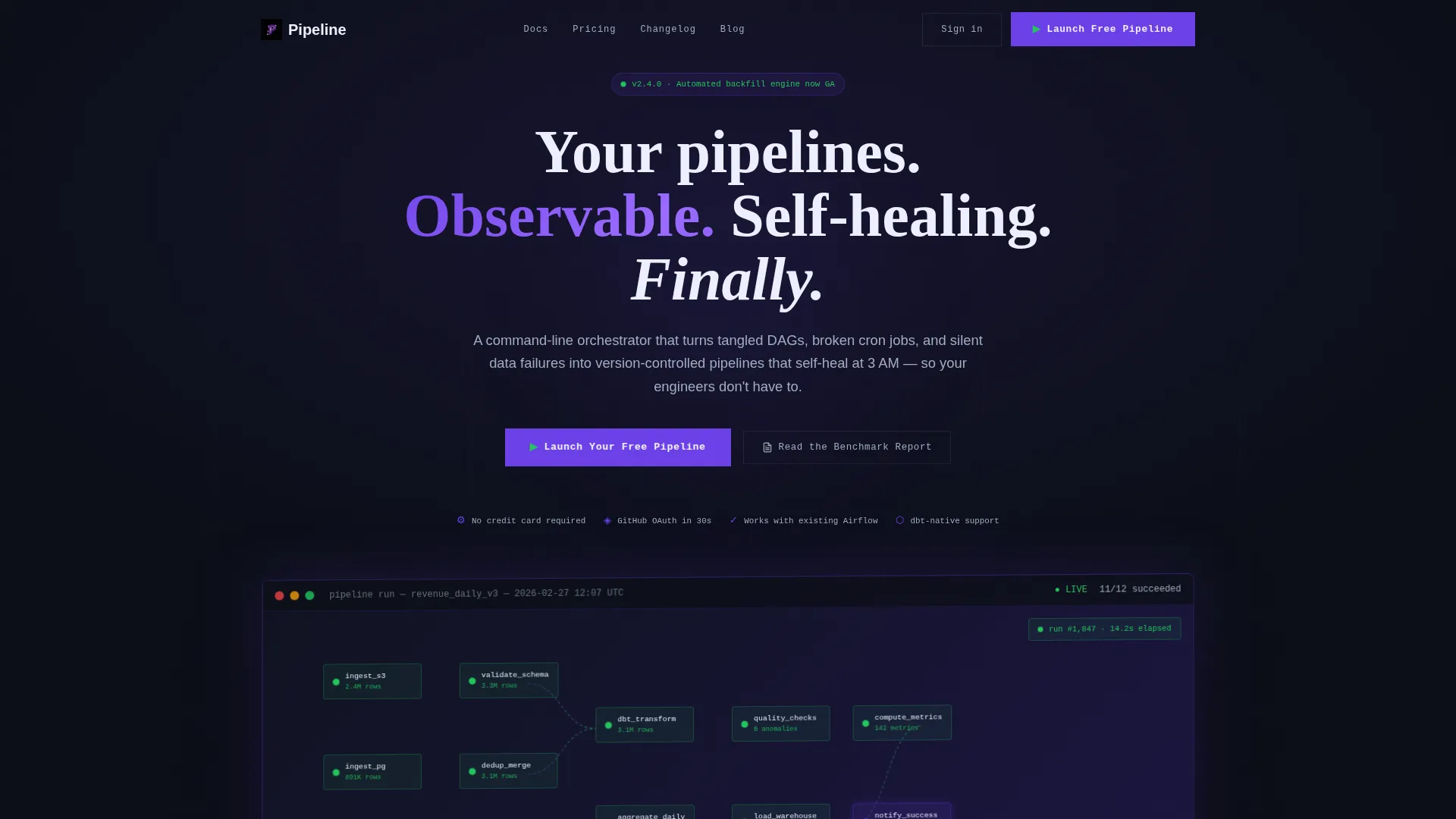 Seamless DataOps Landing Page Template
