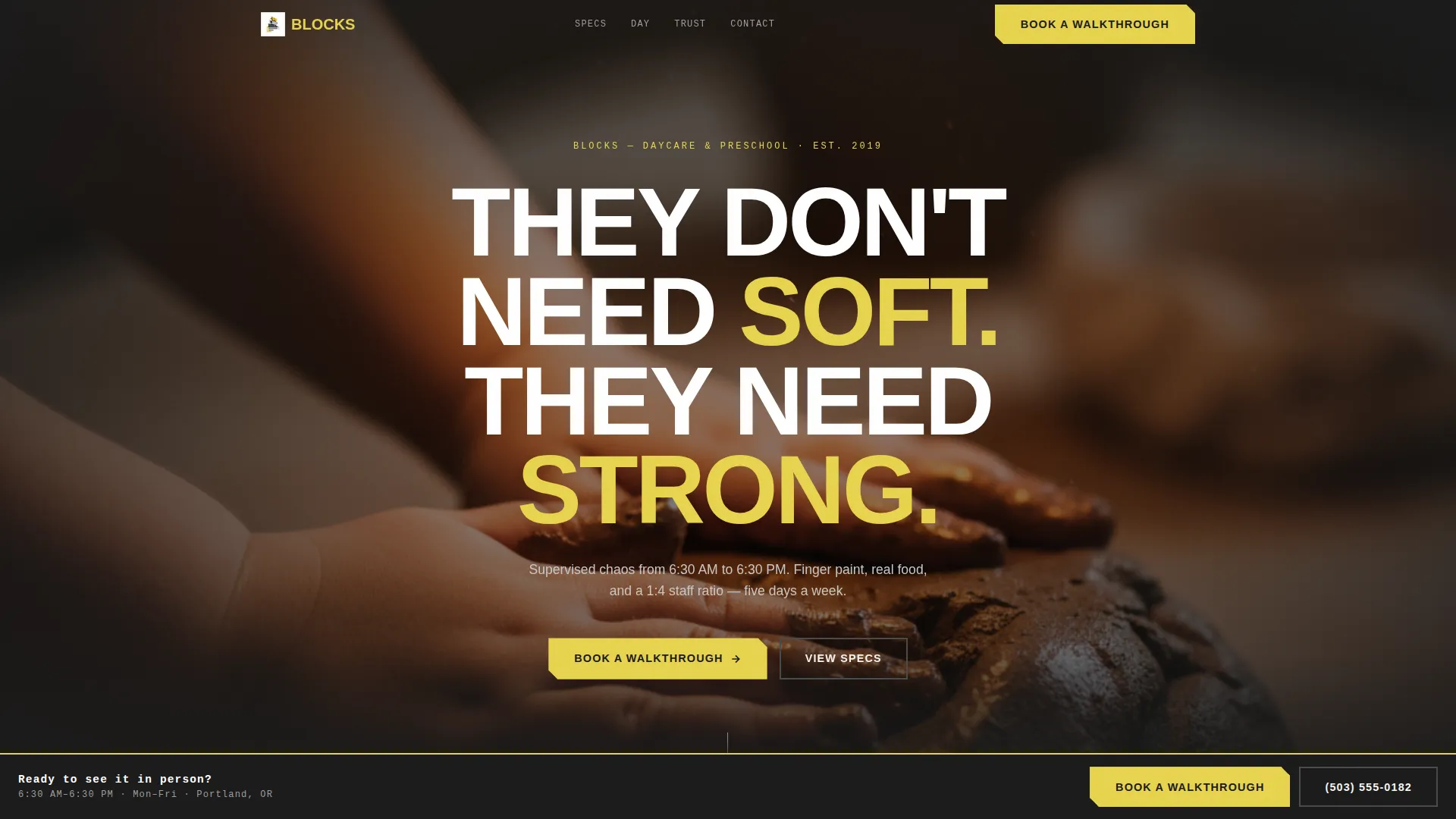 Bold Brutalist Preschool & Daycare Landing Page Template