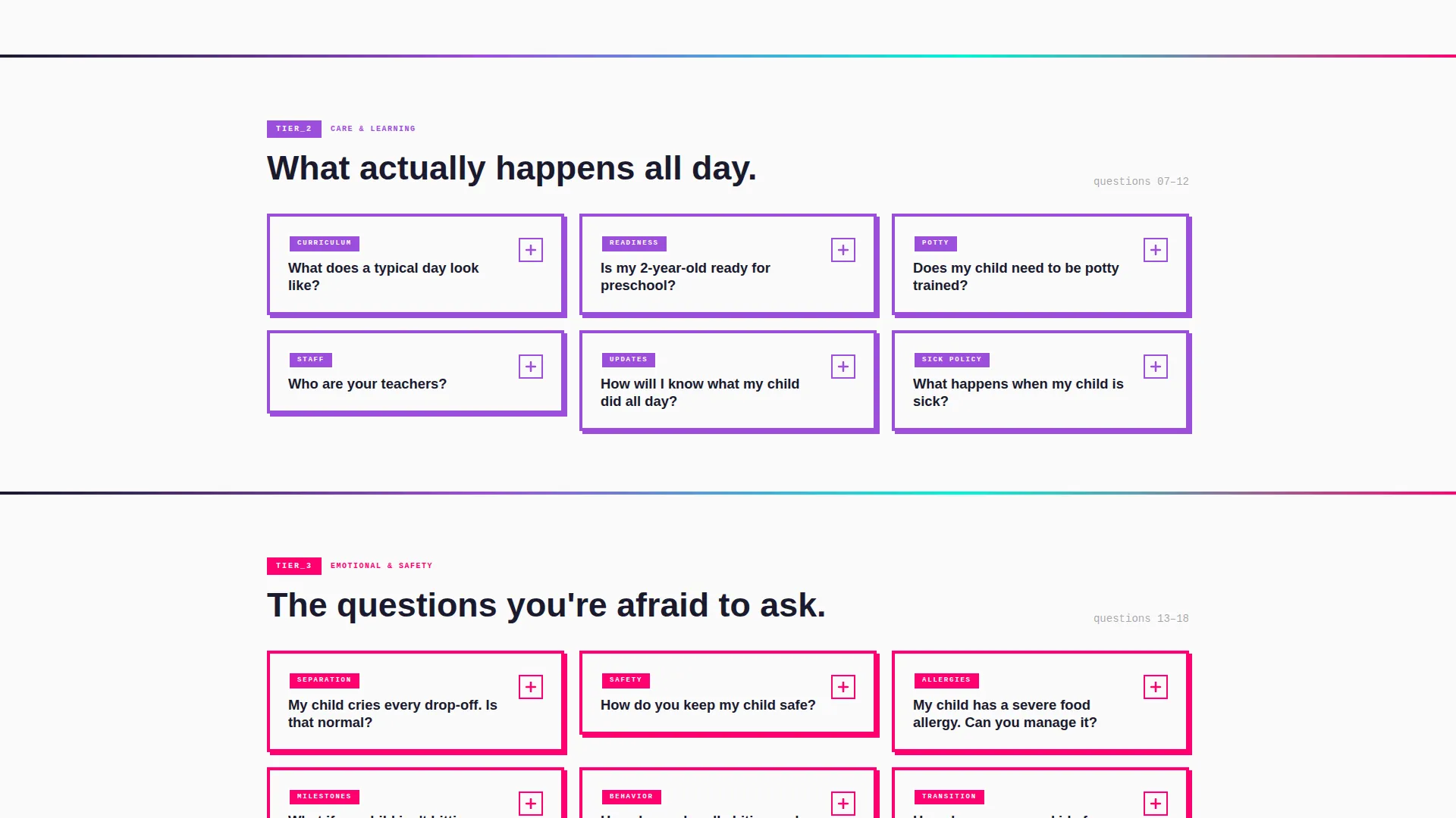 Bold Brutalist Daycare FAQ Landing Page Template