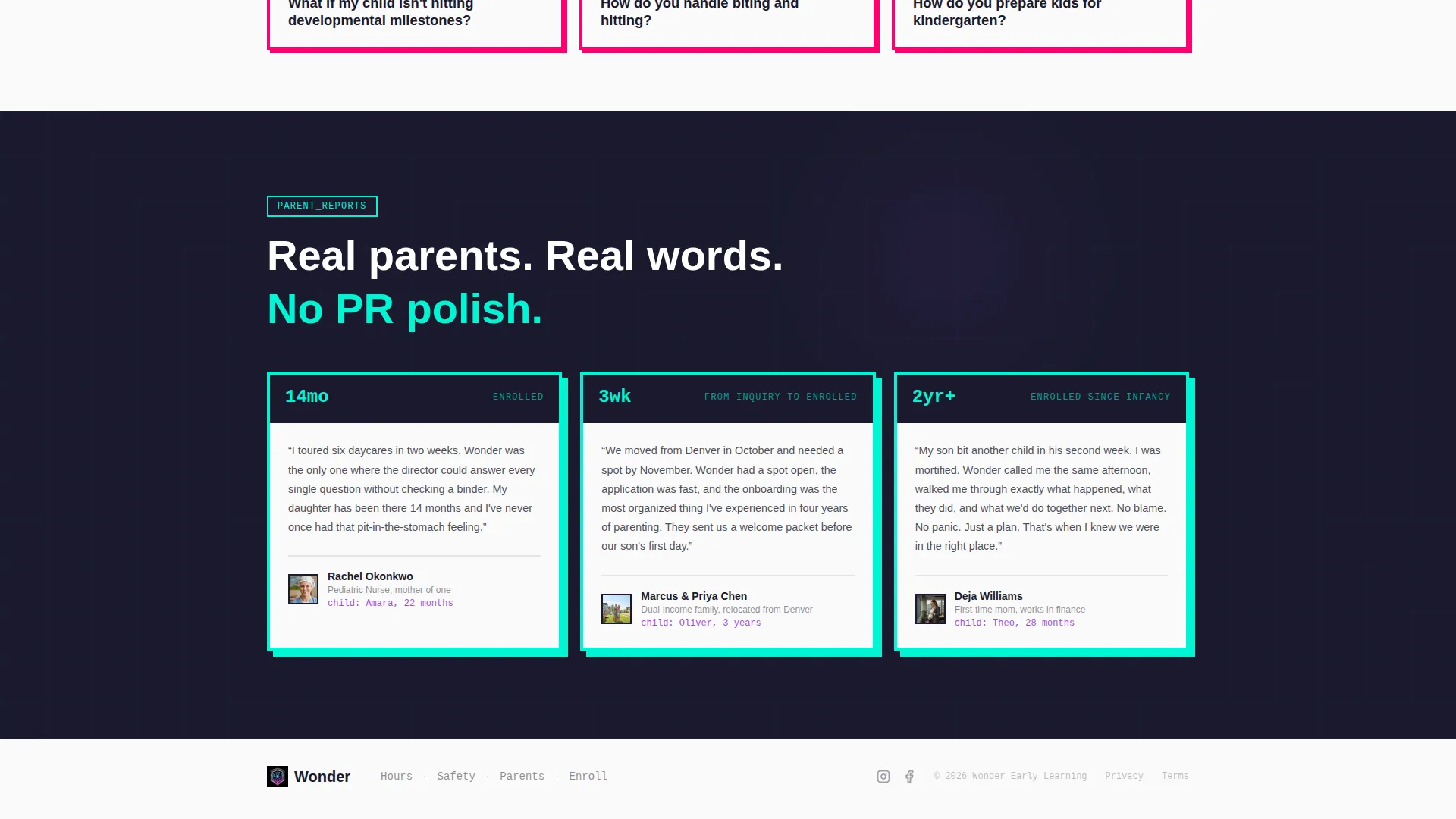 Bold Brutalist Daycare FAQ Landing Page Template