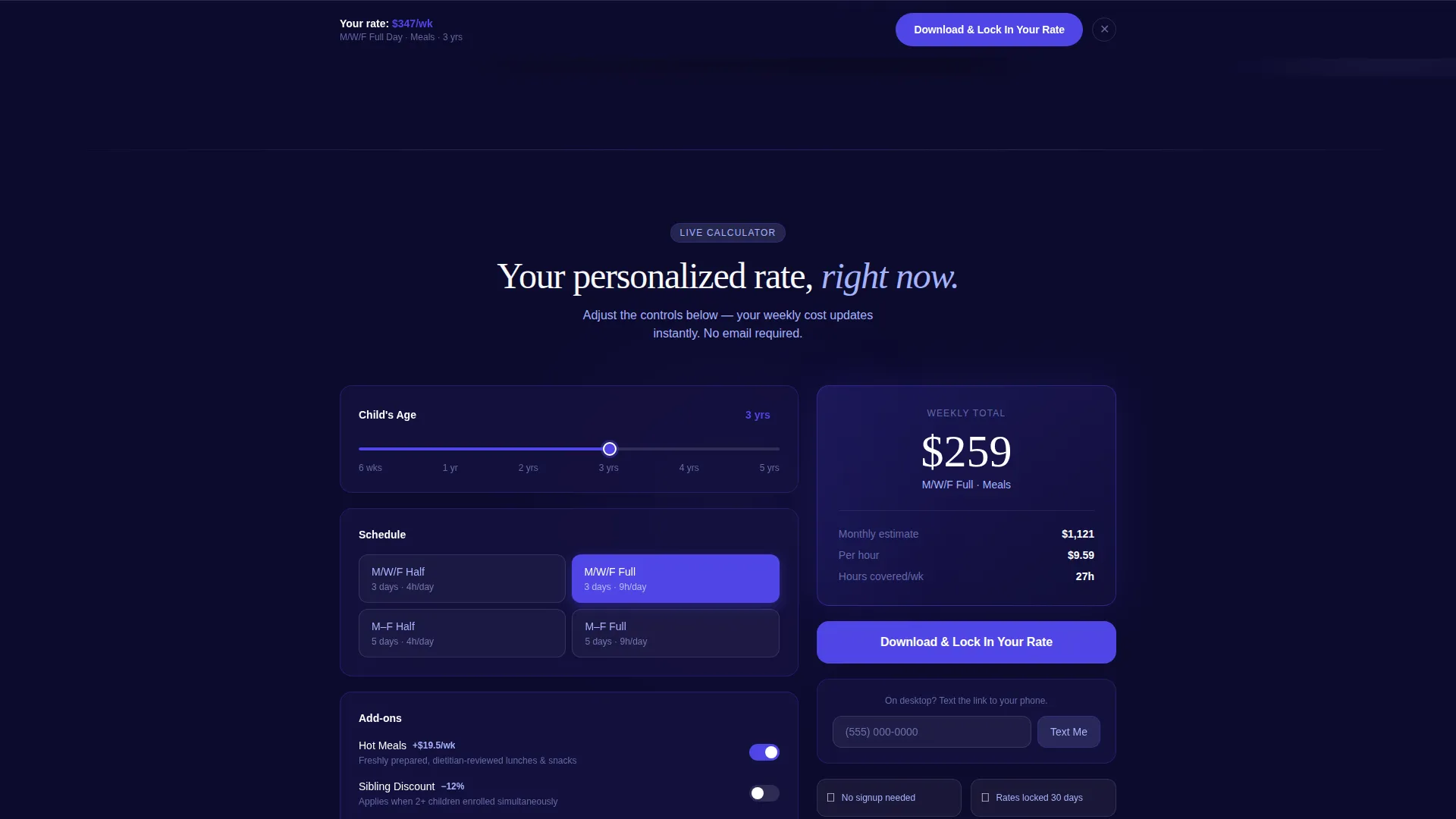 Transparent Daycare Landing Page Template