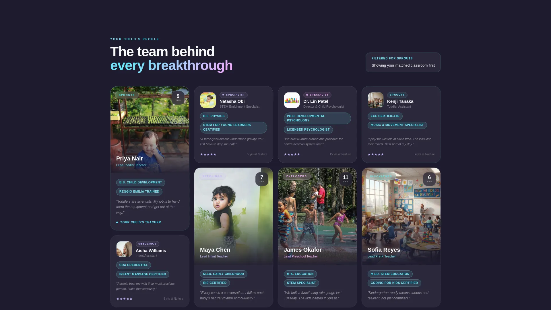 Bento Grid Childcare Team Landing Page Template