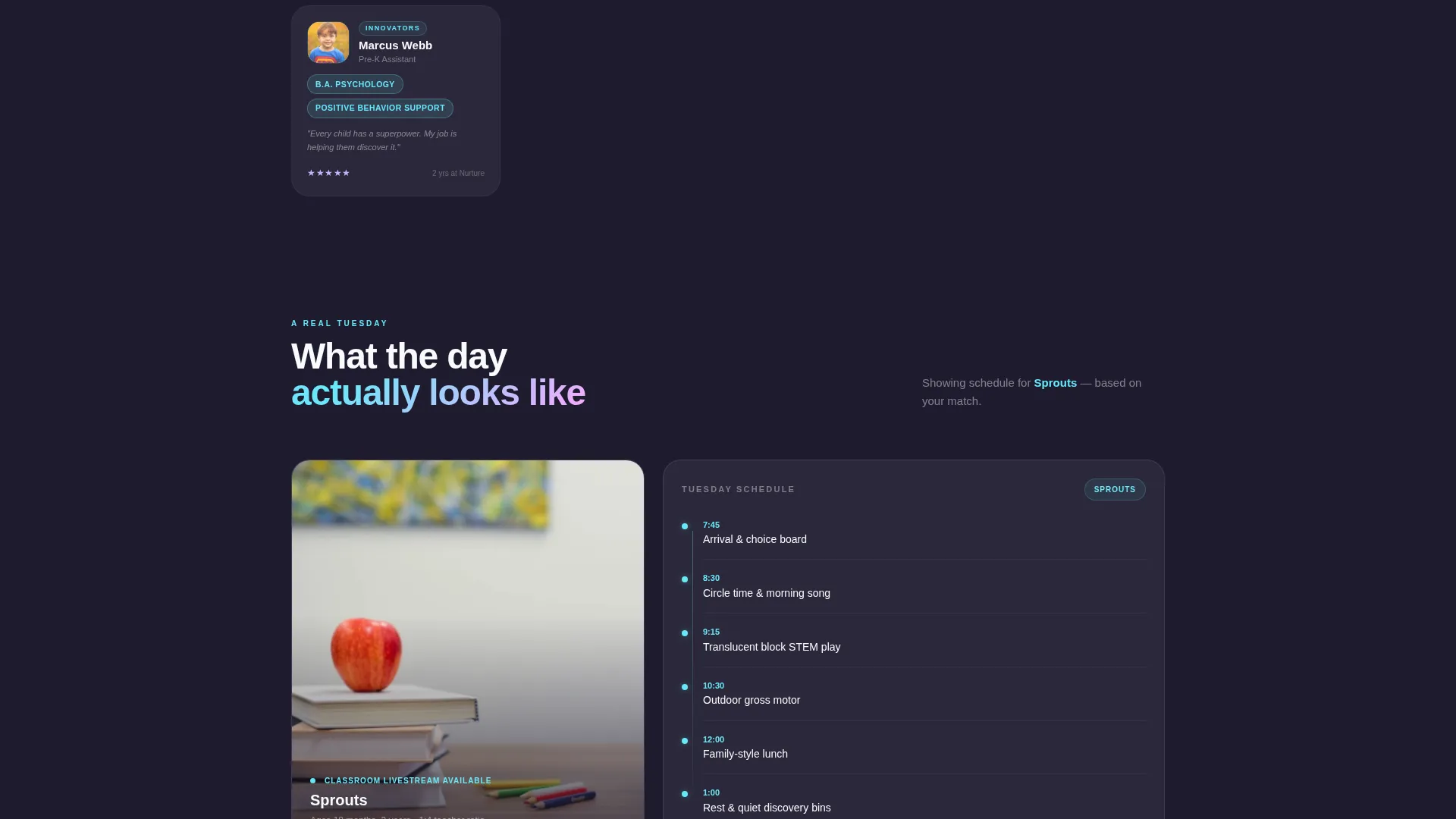 Bento Grid Childcare Team Landing Page Template