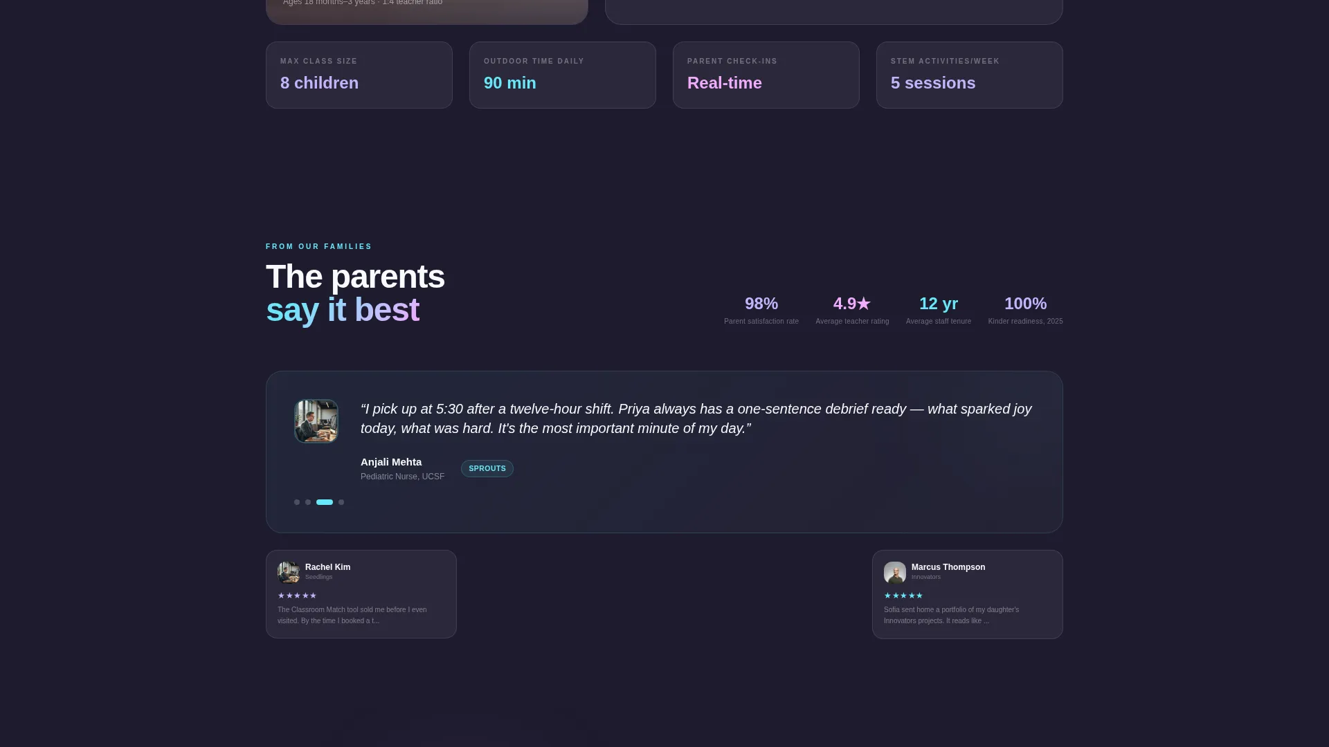 Bento Grid Childcare Team Landing Page Template