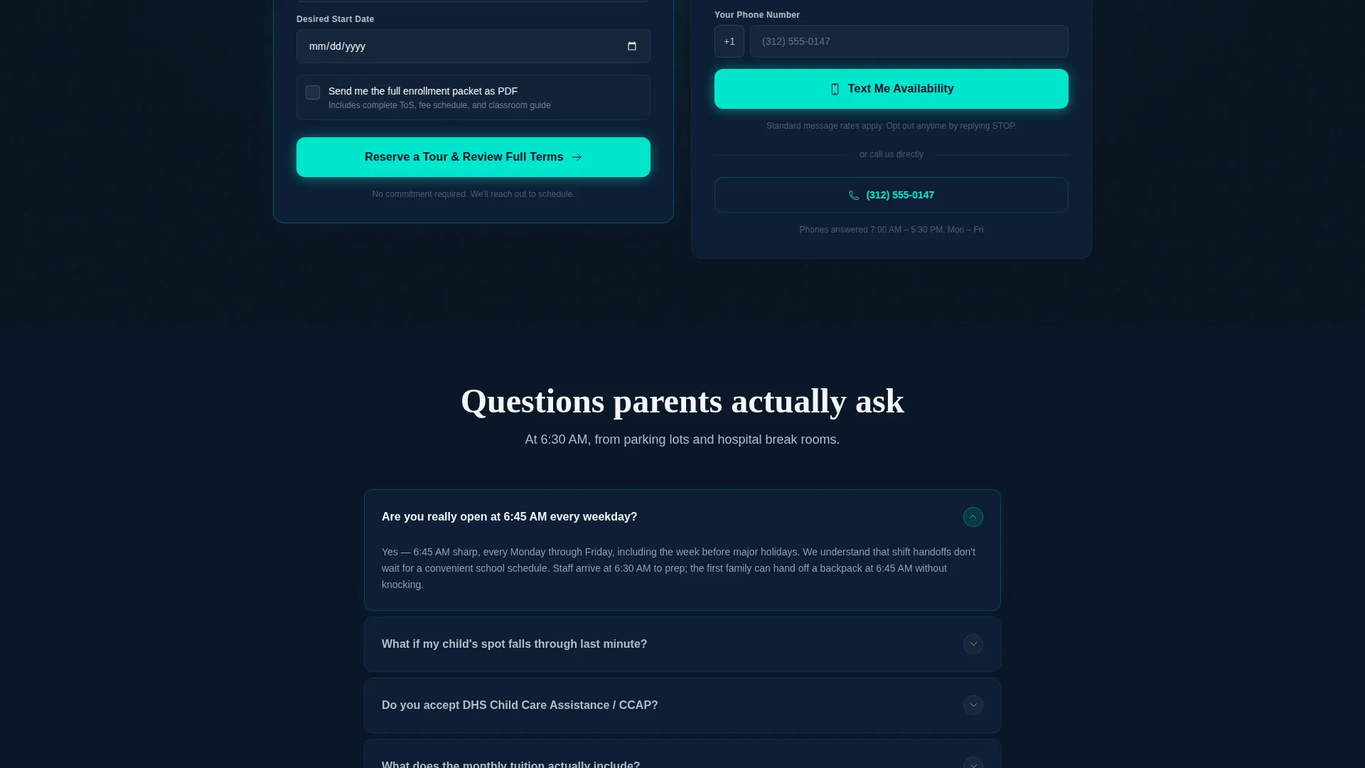 Preschool Terms of Service Landing Page Template