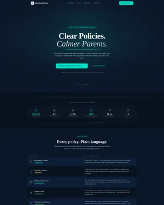 Preschool Terms of Service Landing Page Template