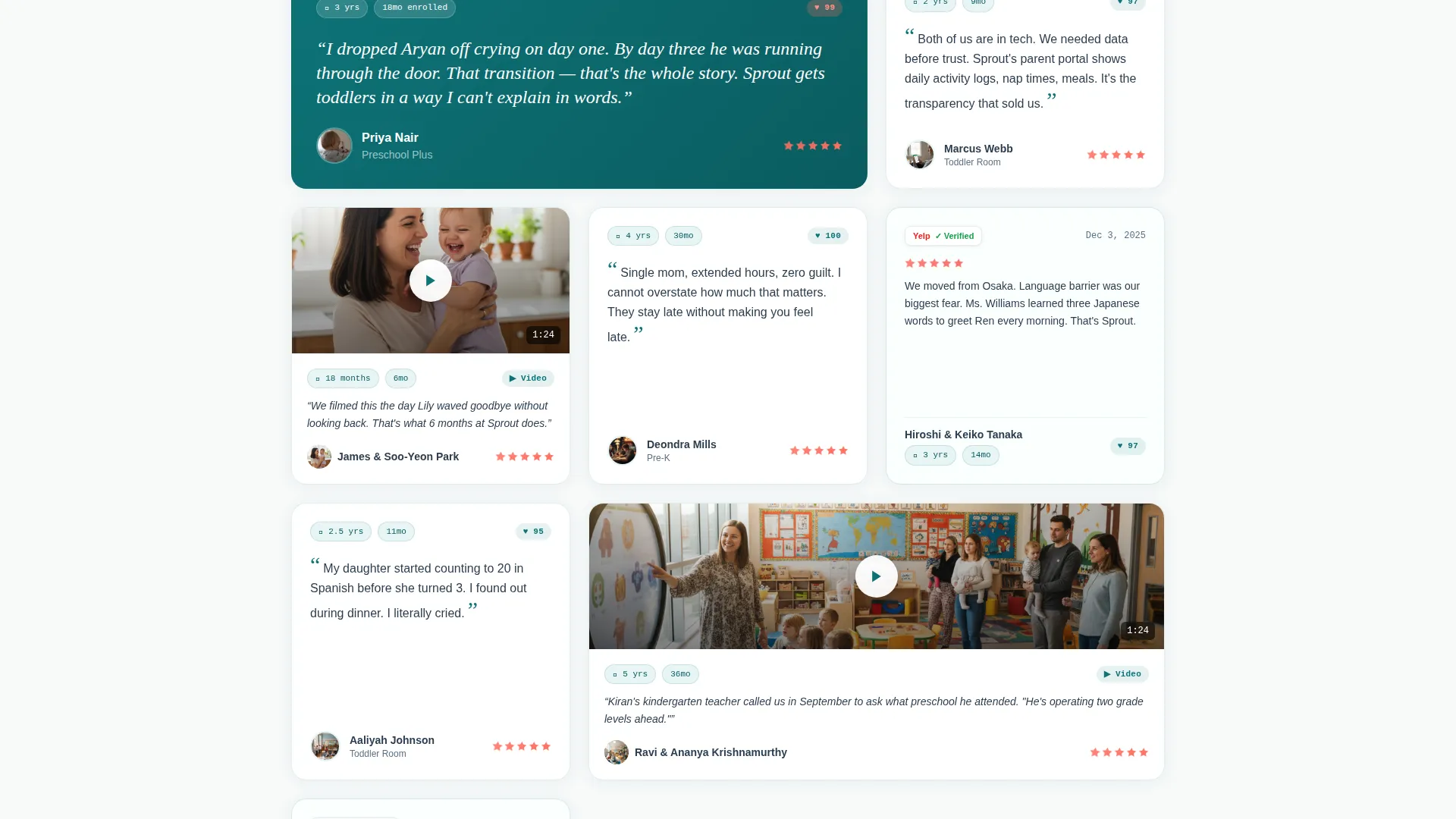 Daycare Testimonials Landing Page Template