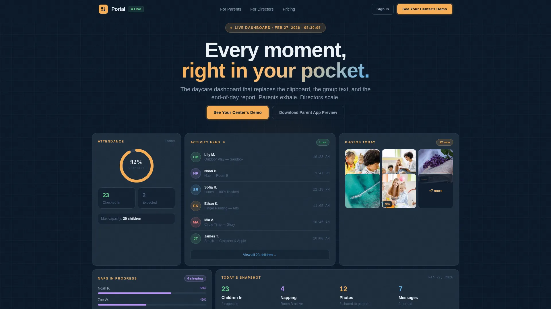 Daycare Client Portal Landing Page Template