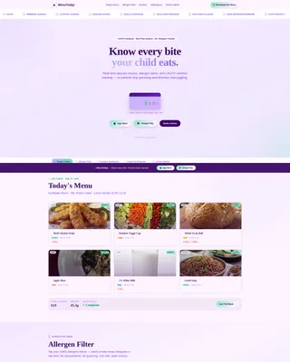 Daycare Digital Menu App Landing Page Template