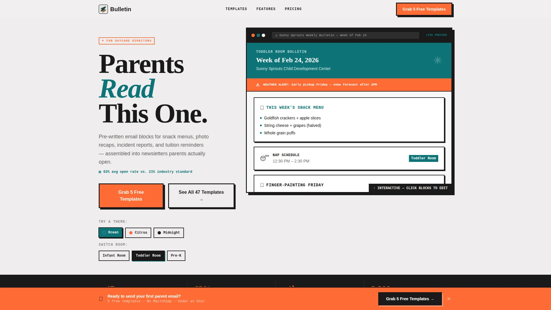 Daycare Email Newsletter Landing Page Template