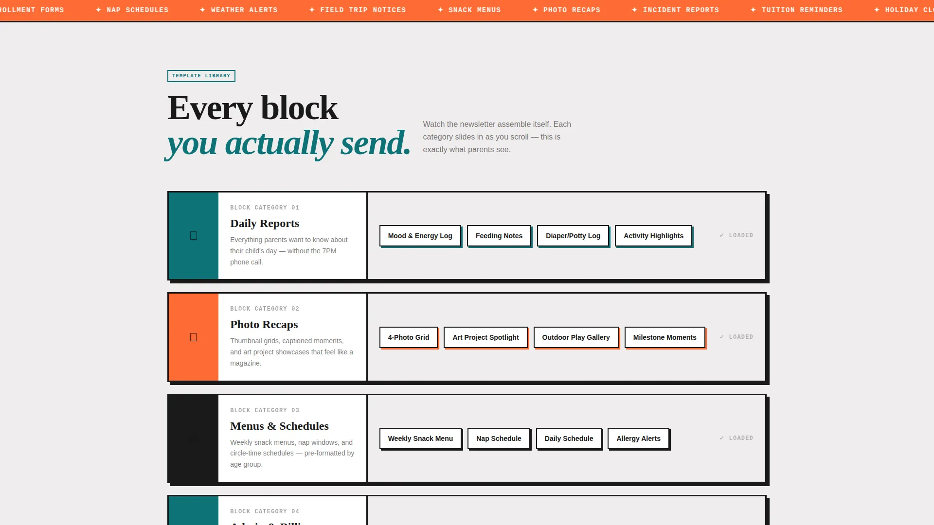 Daycare Email Newsletter Landing Page Template