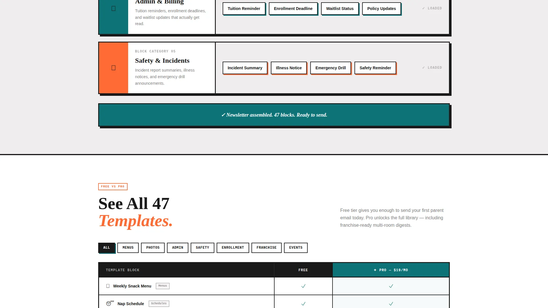Daycare Email Newsletter Landing Page Template