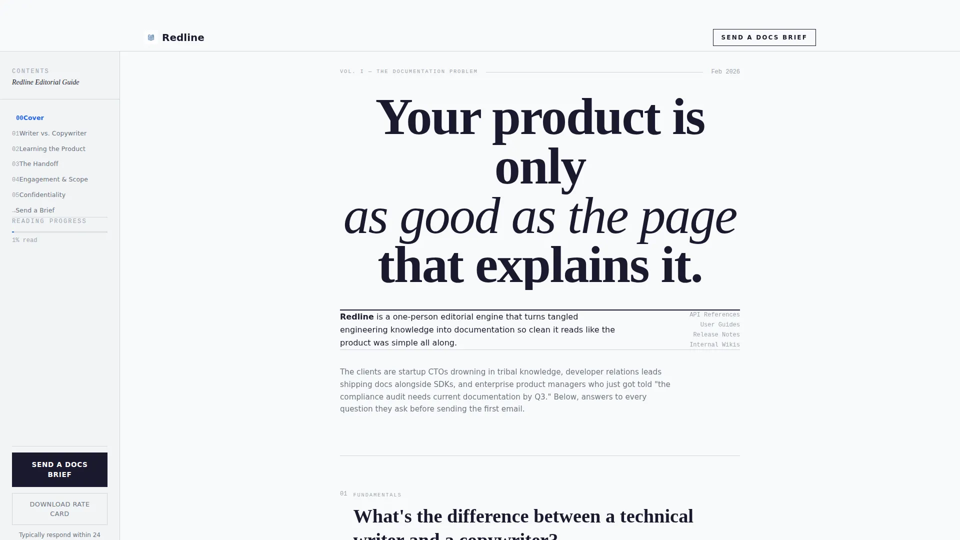 Technical Writer Landing Page Template