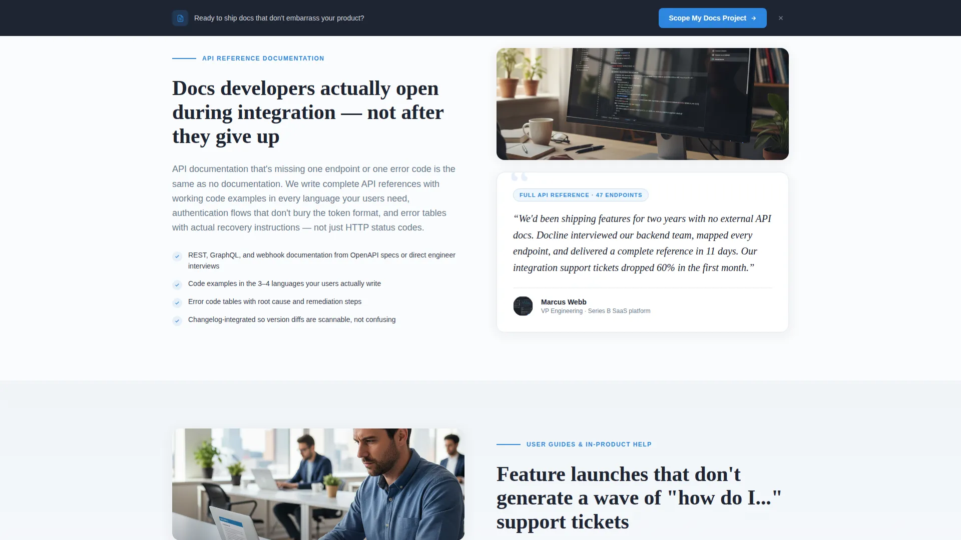 Technical Writer Reviews & Social Proof Website Template