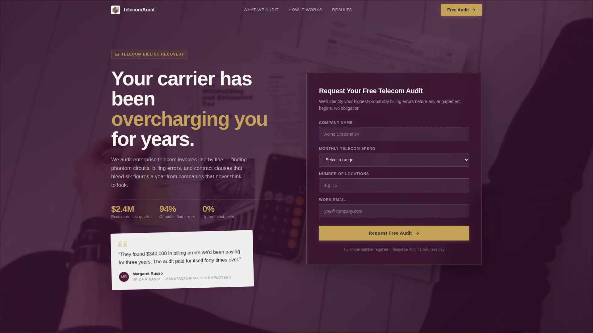 Telecommunications Consulting Booking Website Template