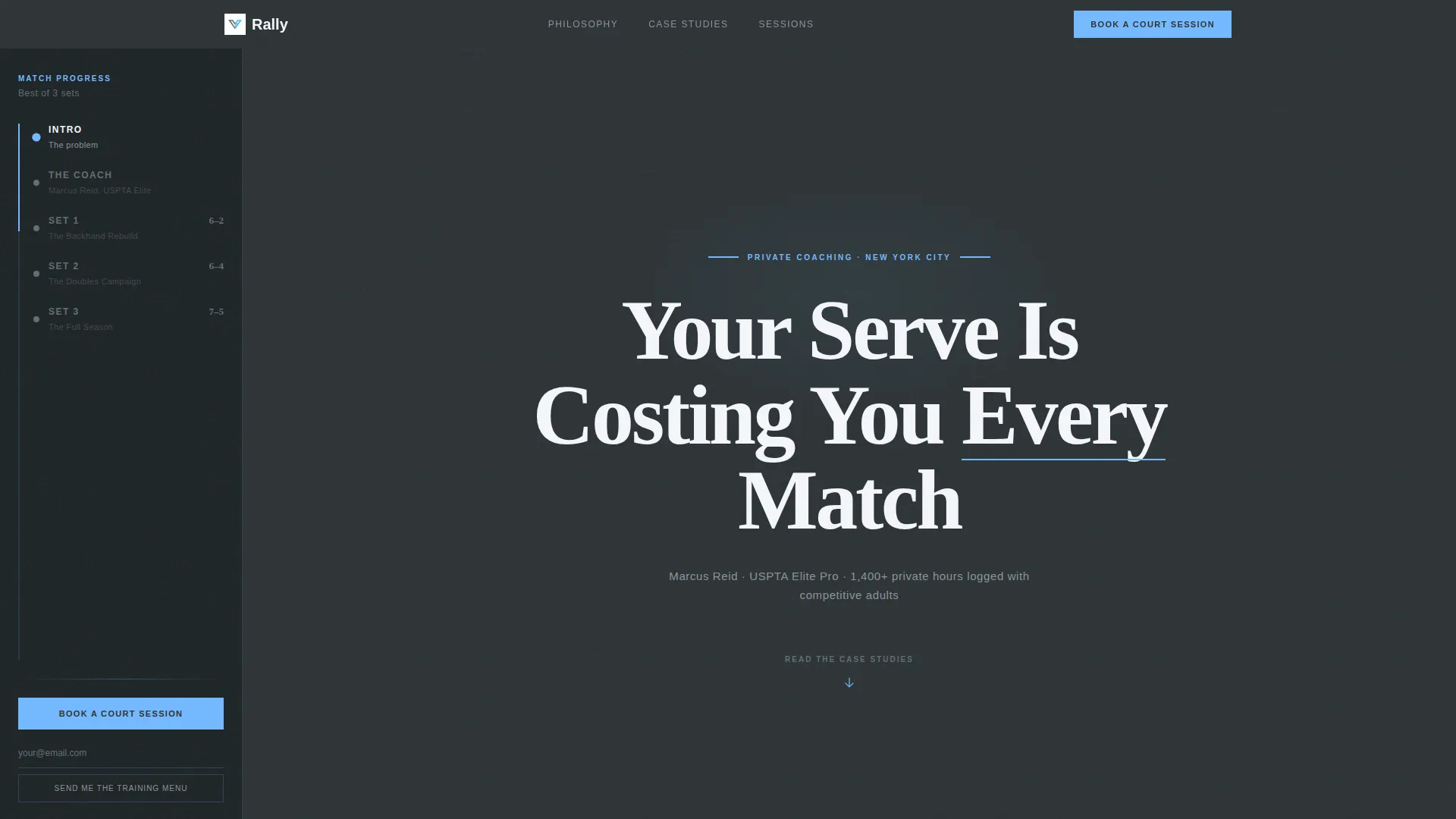 Tennis Coach Advanced Booking Website Template