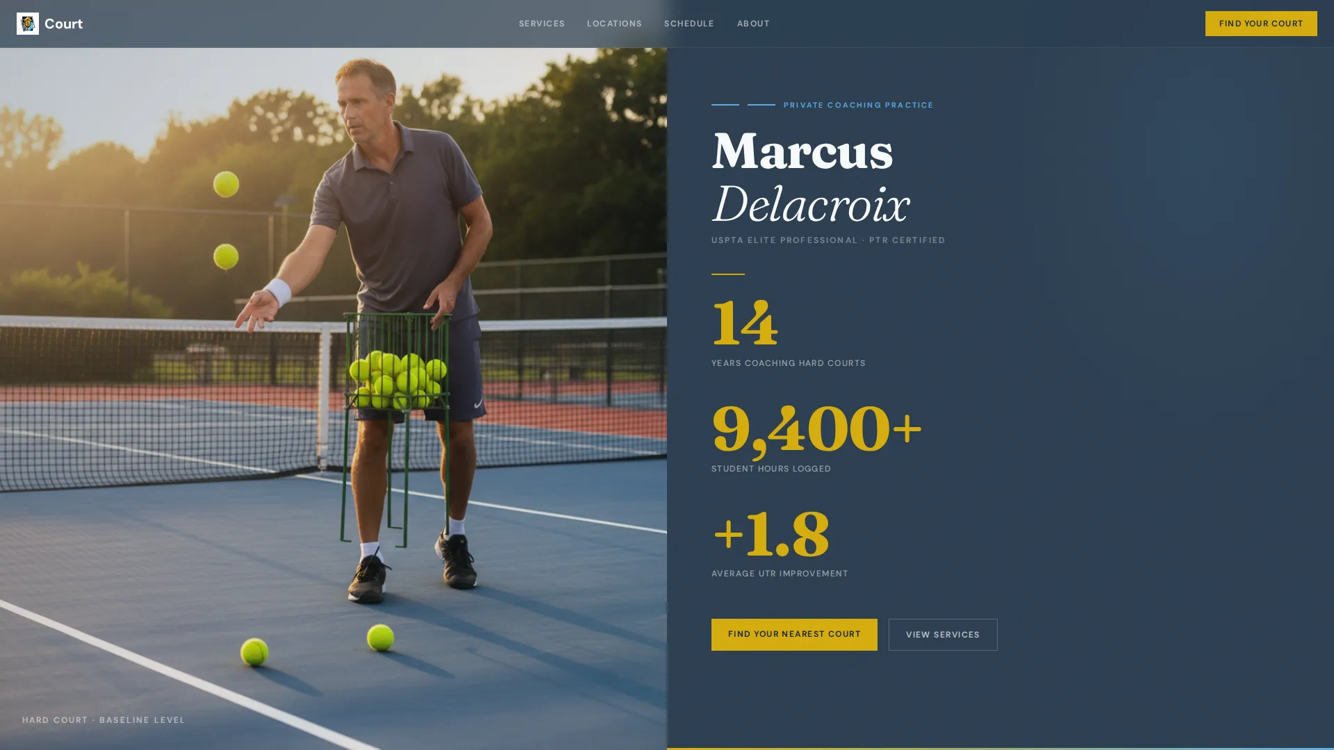 Tennis Coach Specialist Booking Website Template