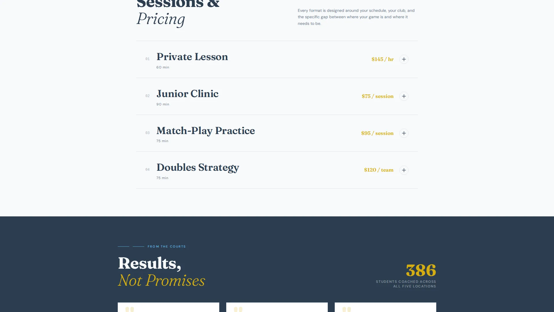 Tennis Coach Specialist Booking Website Template