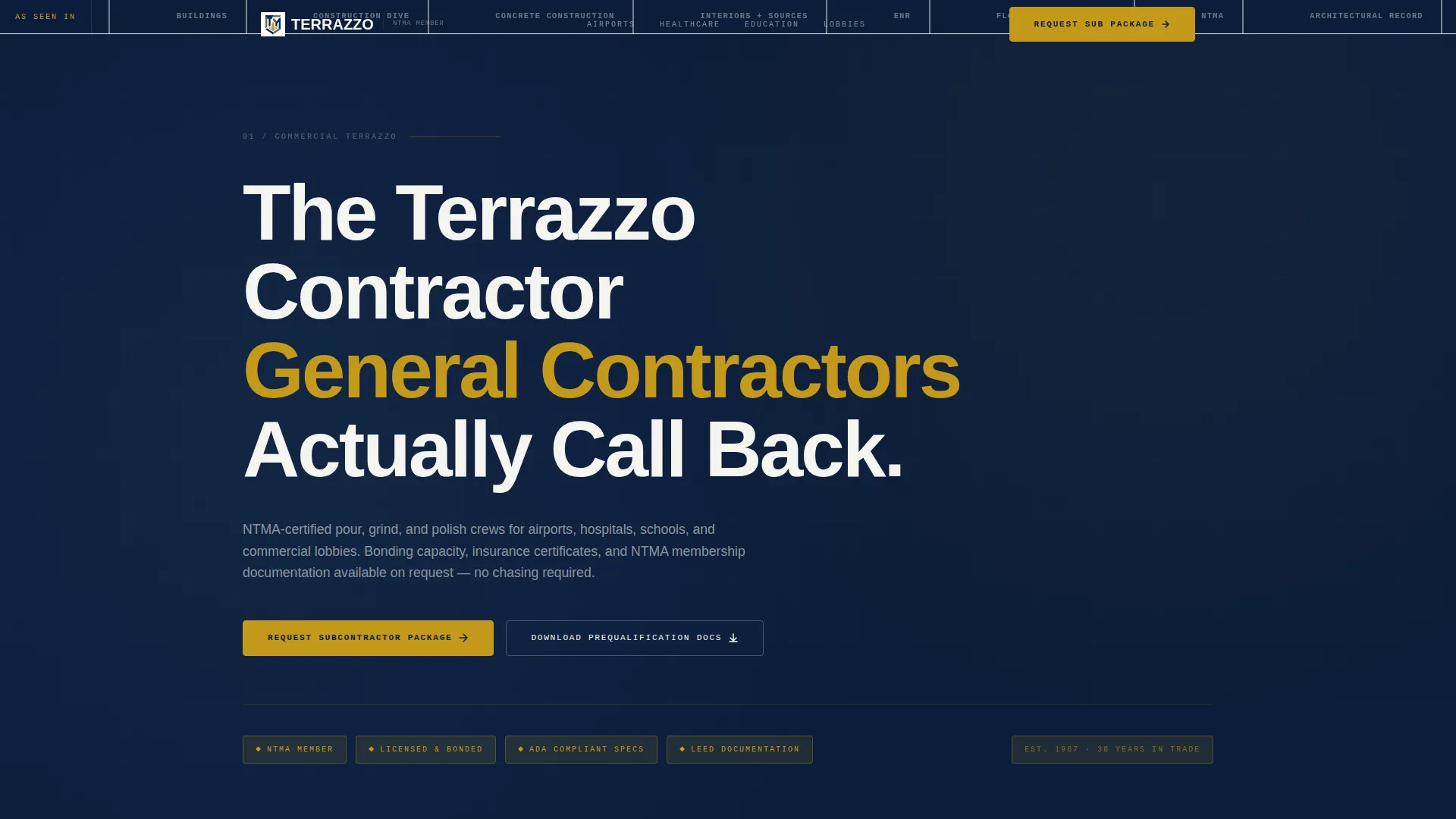 Terrazzo Worker Business Reviews Website Template