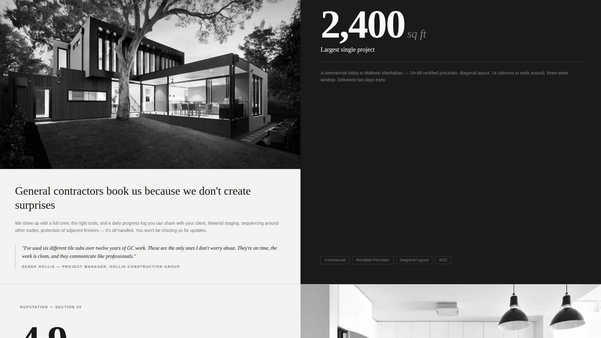 Precision Tile Setter Landing Page Template