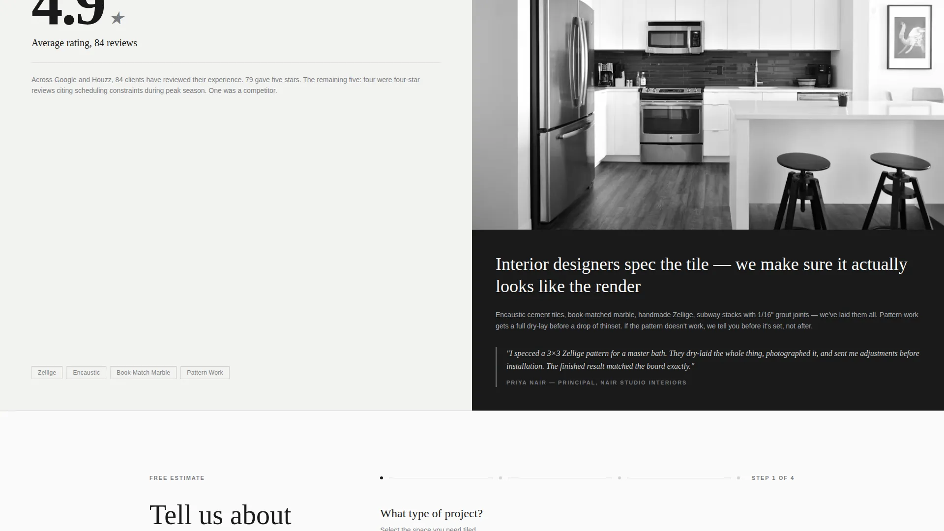 Precision Tile Setter Landing Page Template