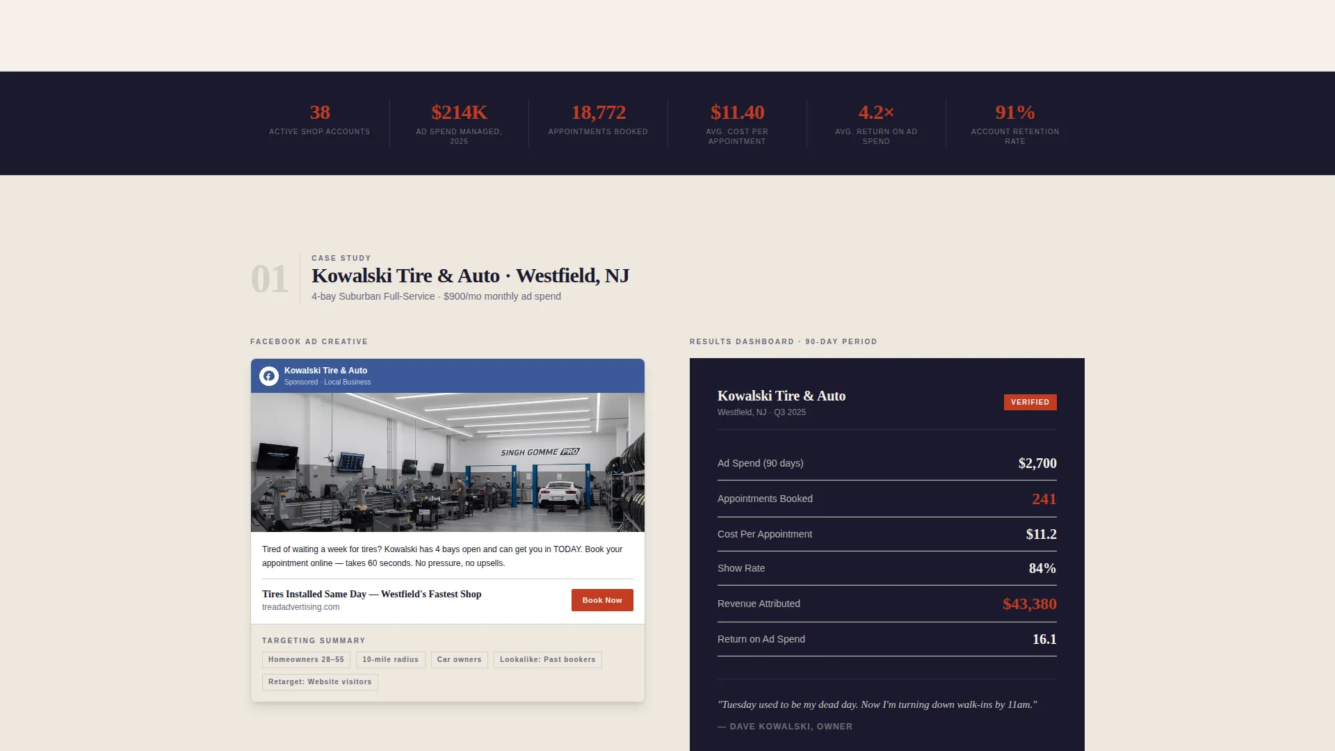 Tire Shop Marketing Cost Calculator Website Template
