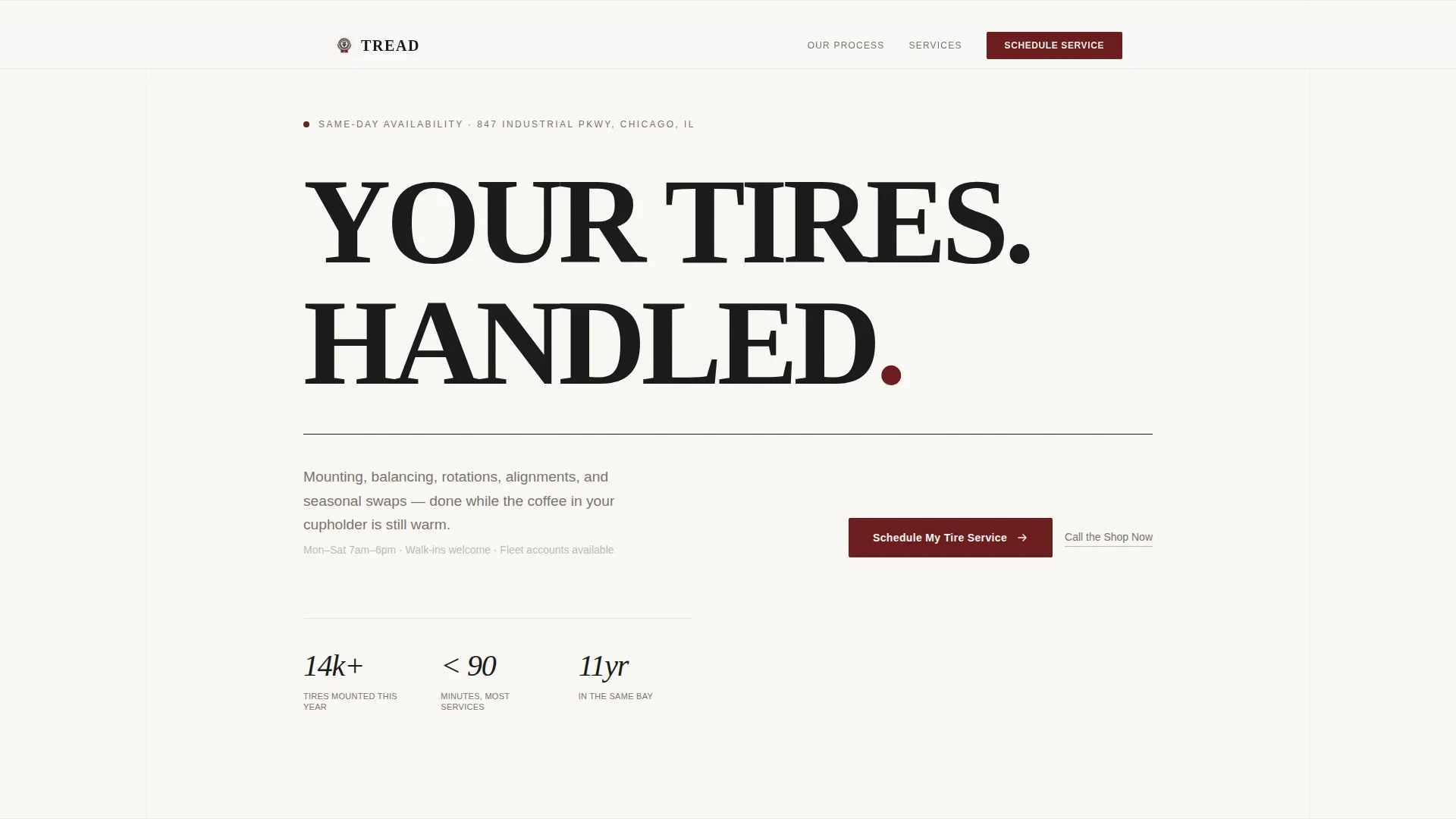 Tire Shop Marketing Booking Website Template