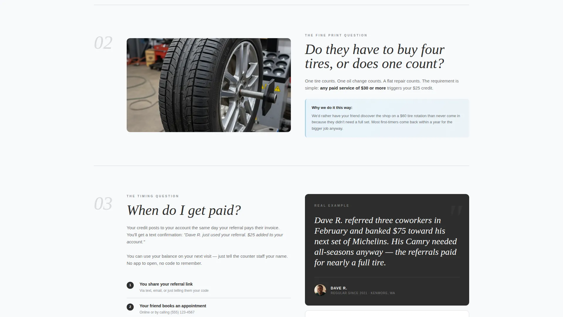 Tire Shop Marketing FAQ Website Template
