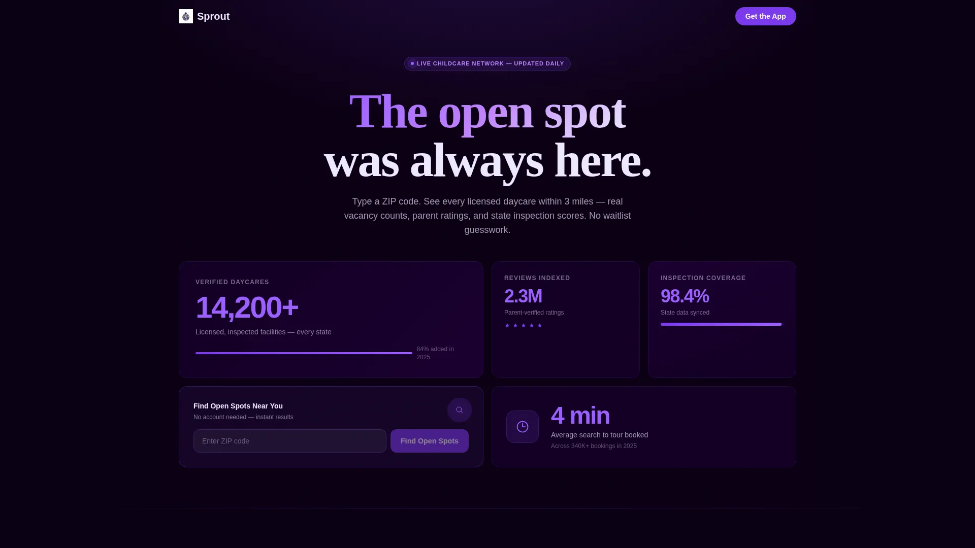 Daycare Search App Landing Page Template