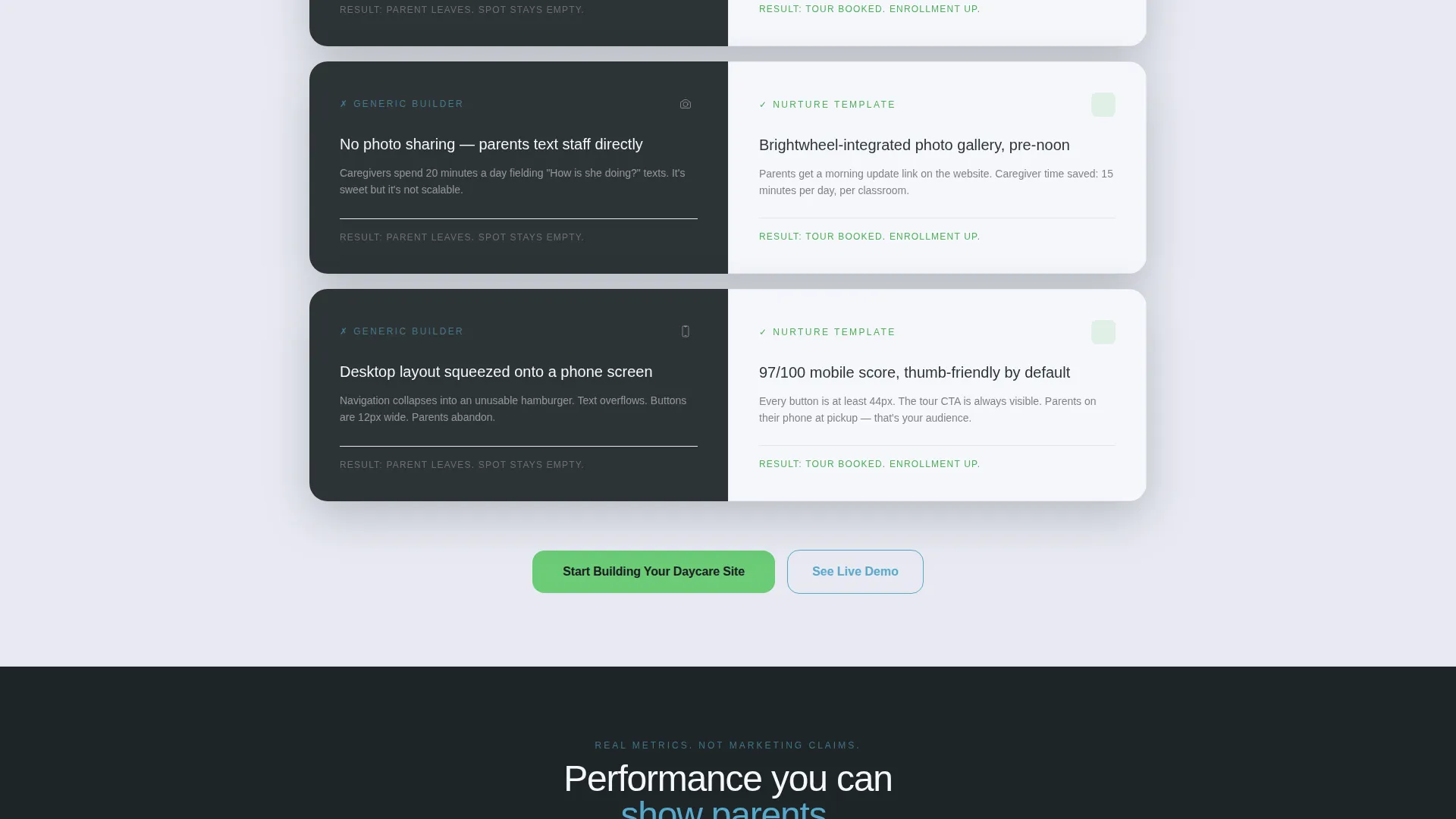 Daycare Landing Page Template with Split-Screen Design