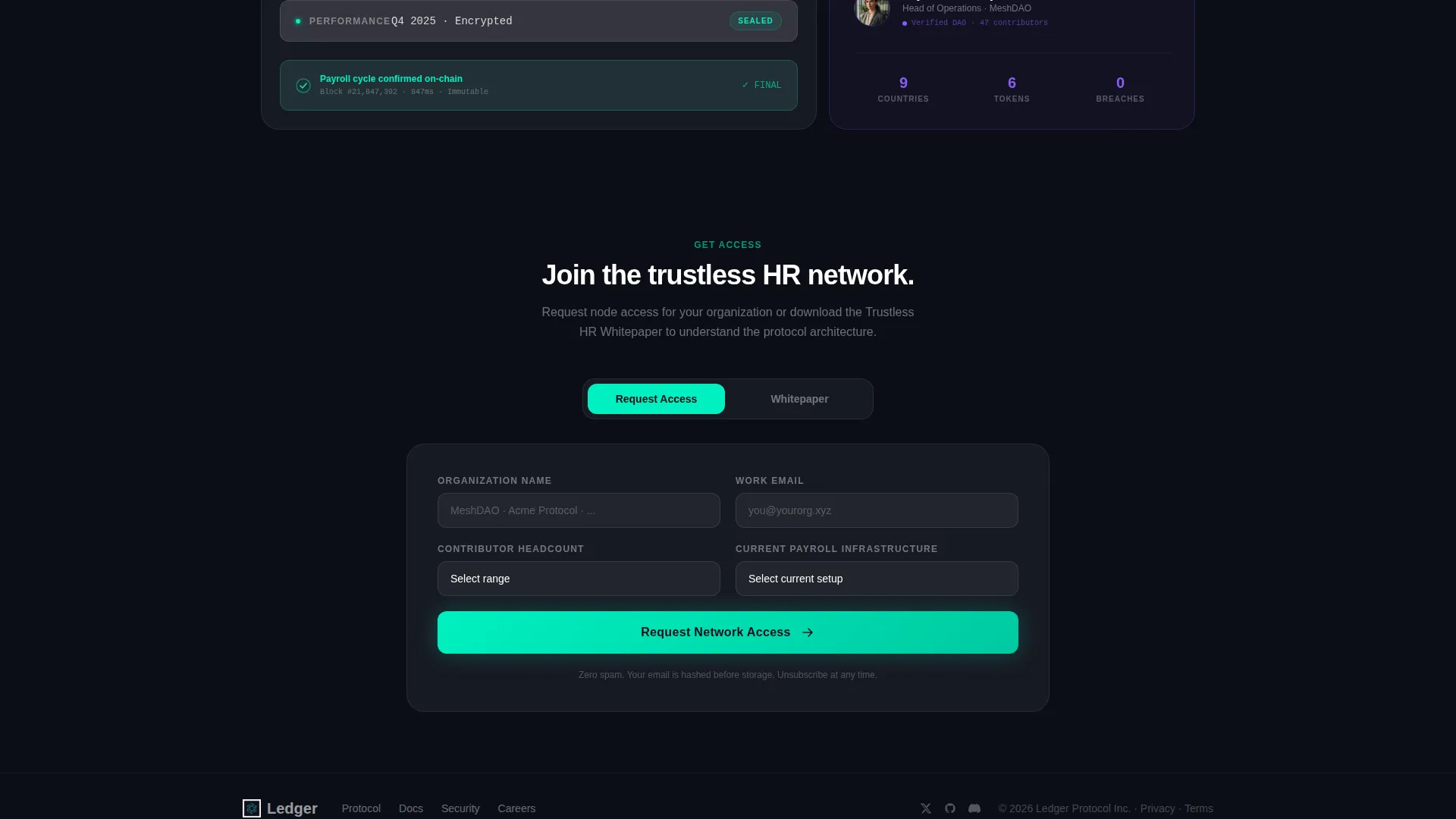 Decentralized HRM Bento Grid Landing Page Template
