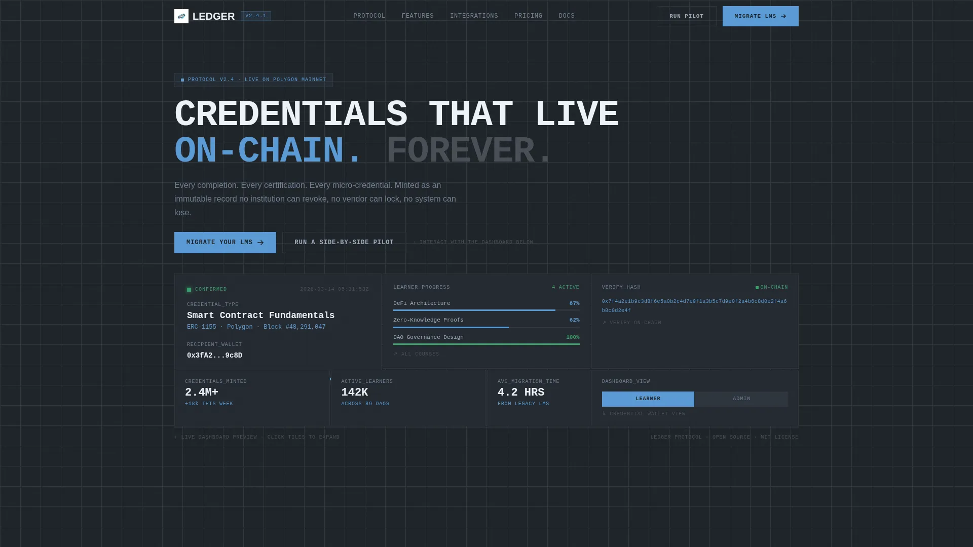 Decentralized LMS Bento Grid Landing Page Template