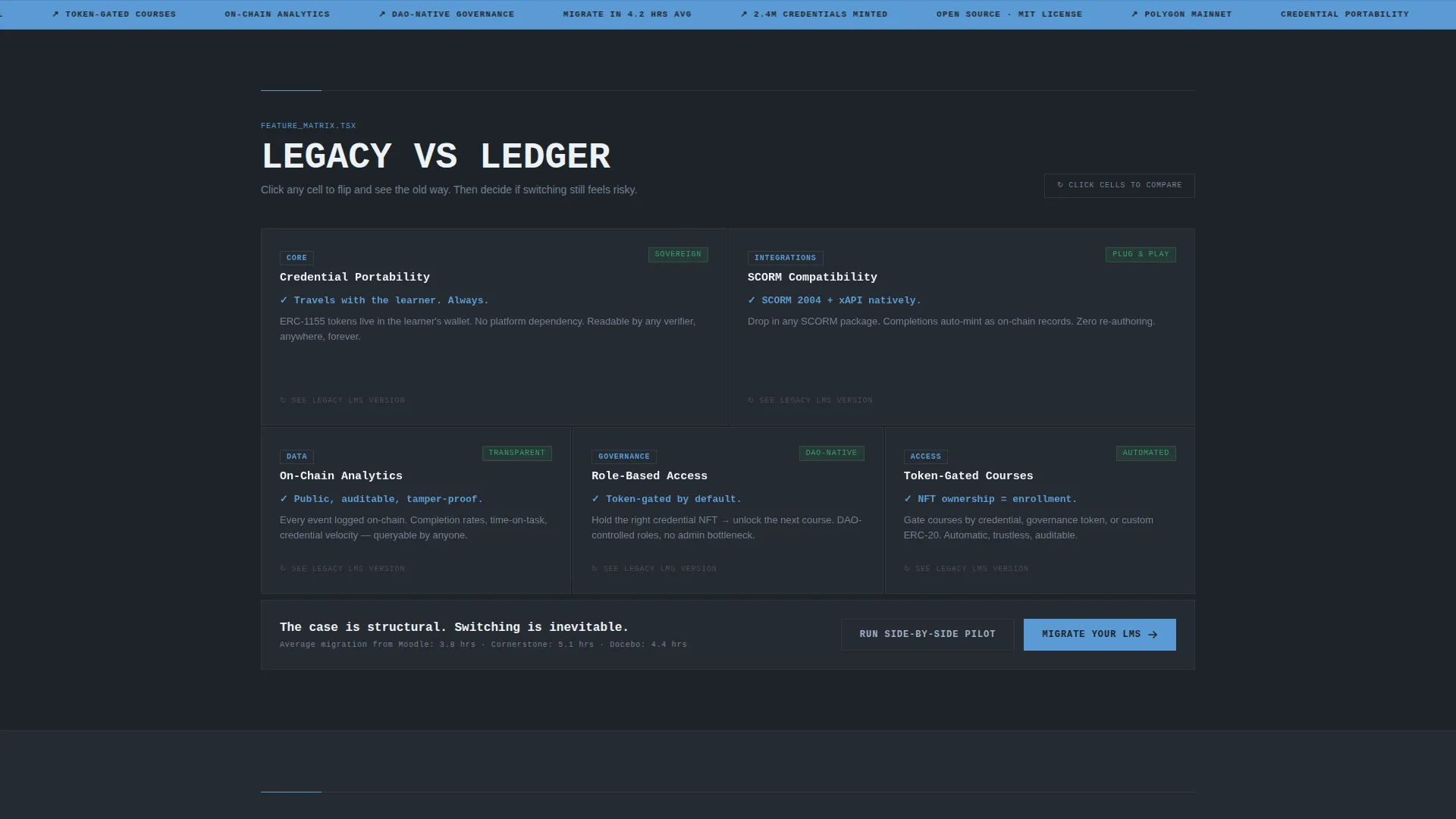 Decentralized LMS Bento Grid Landing Page Template