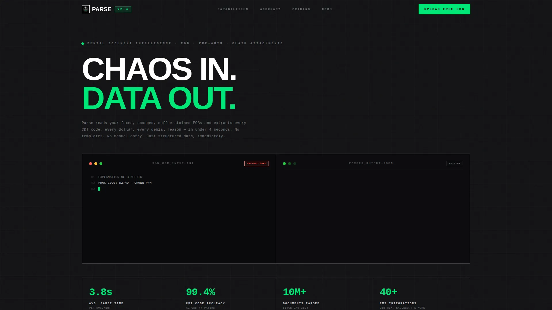 Dental AI Document Processing Landing Page Template
