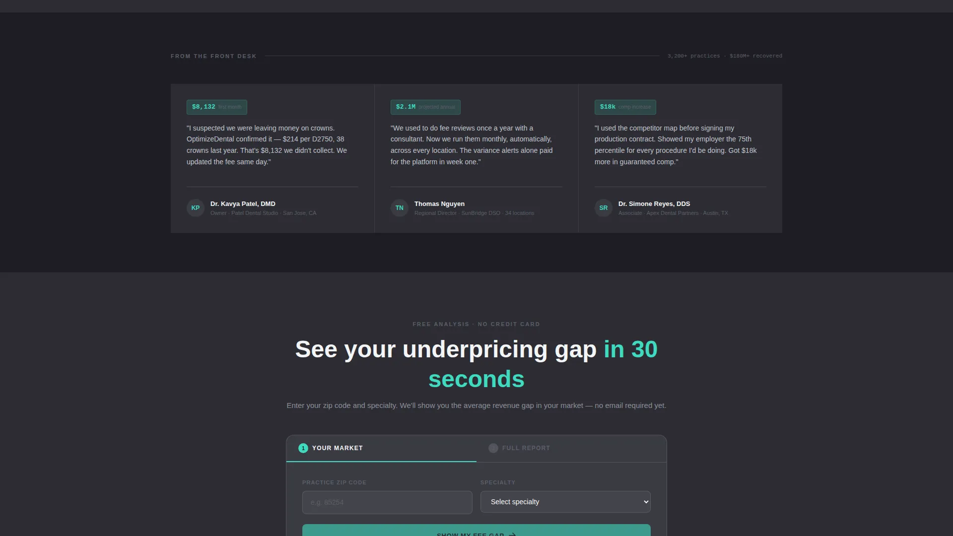 Dental AI Fee Optimization Landing Page Template