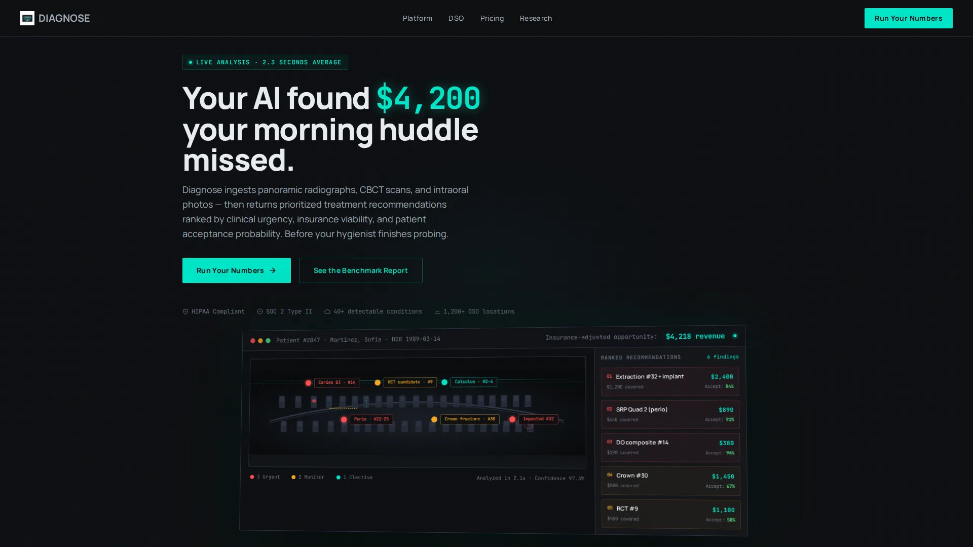 Dental AI Recommendation Engine Landing Page