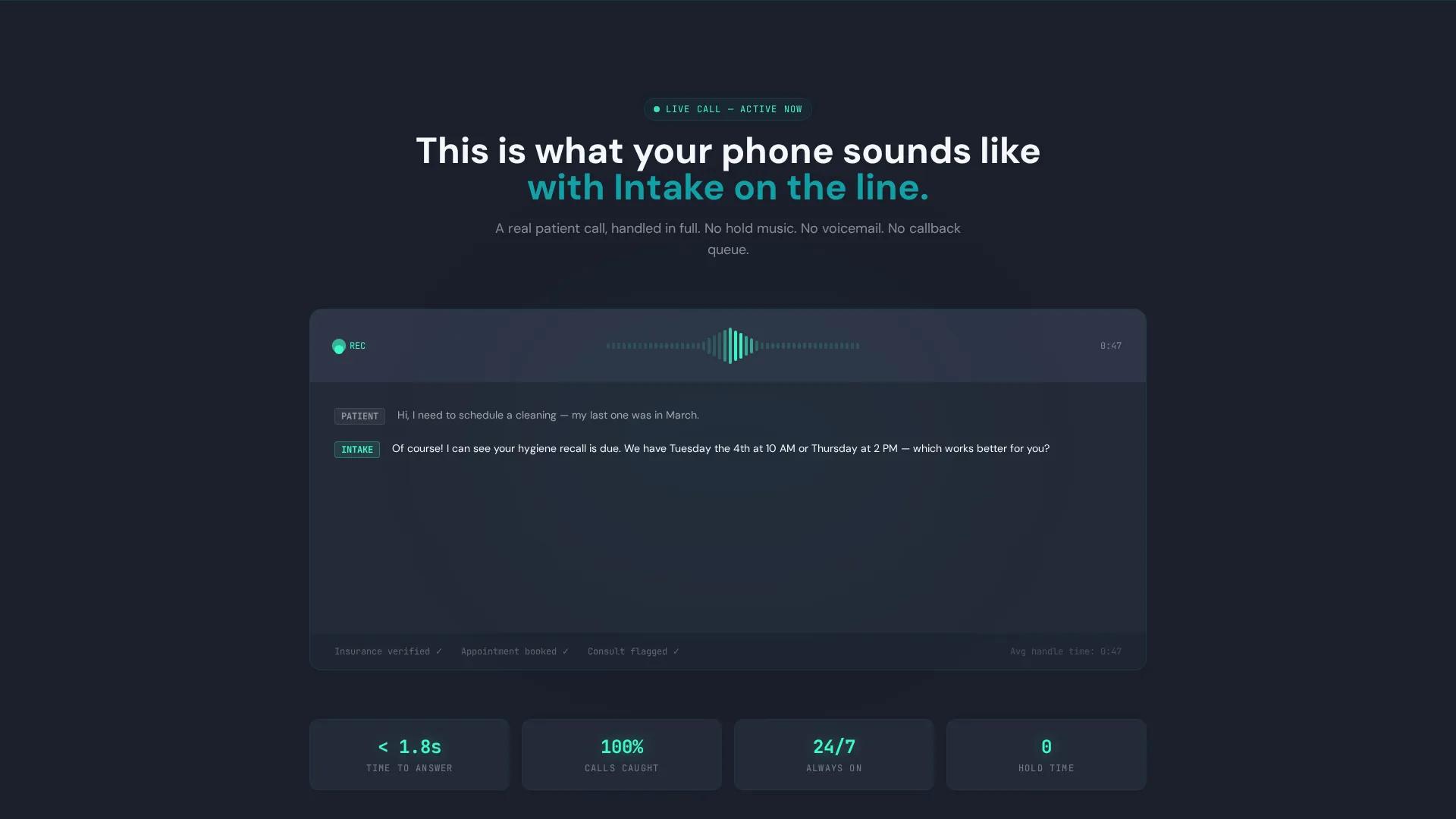 Dental AI Voice Assistant Landing Page Template
